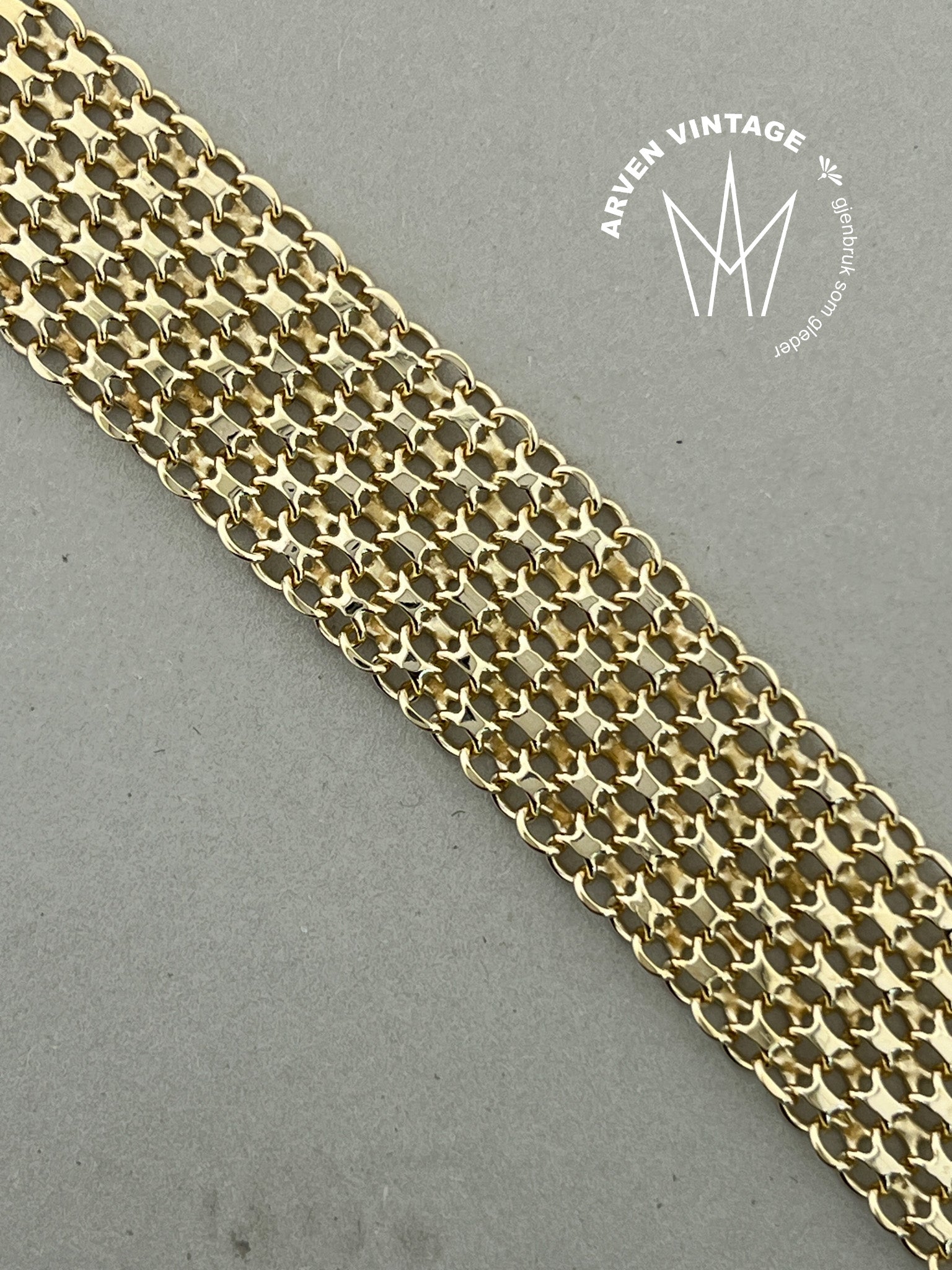 Vintage armbånd gult gull 18,5cm