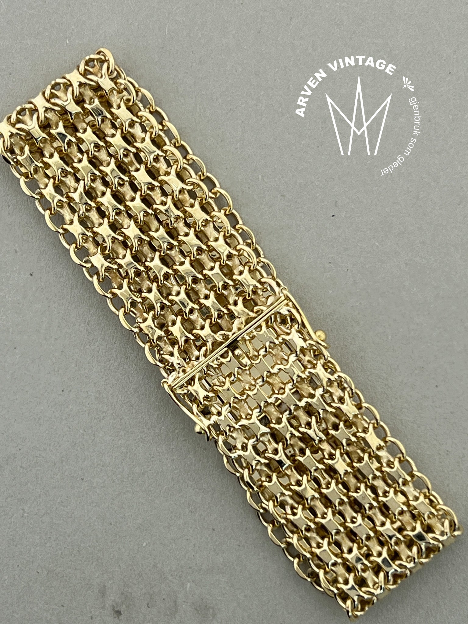 Vintage armbånd gult gull 18,5cm