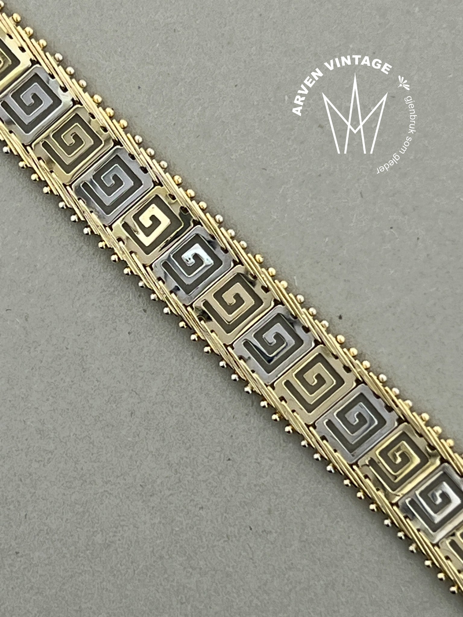 Vintage armbånd gult gull 16cm