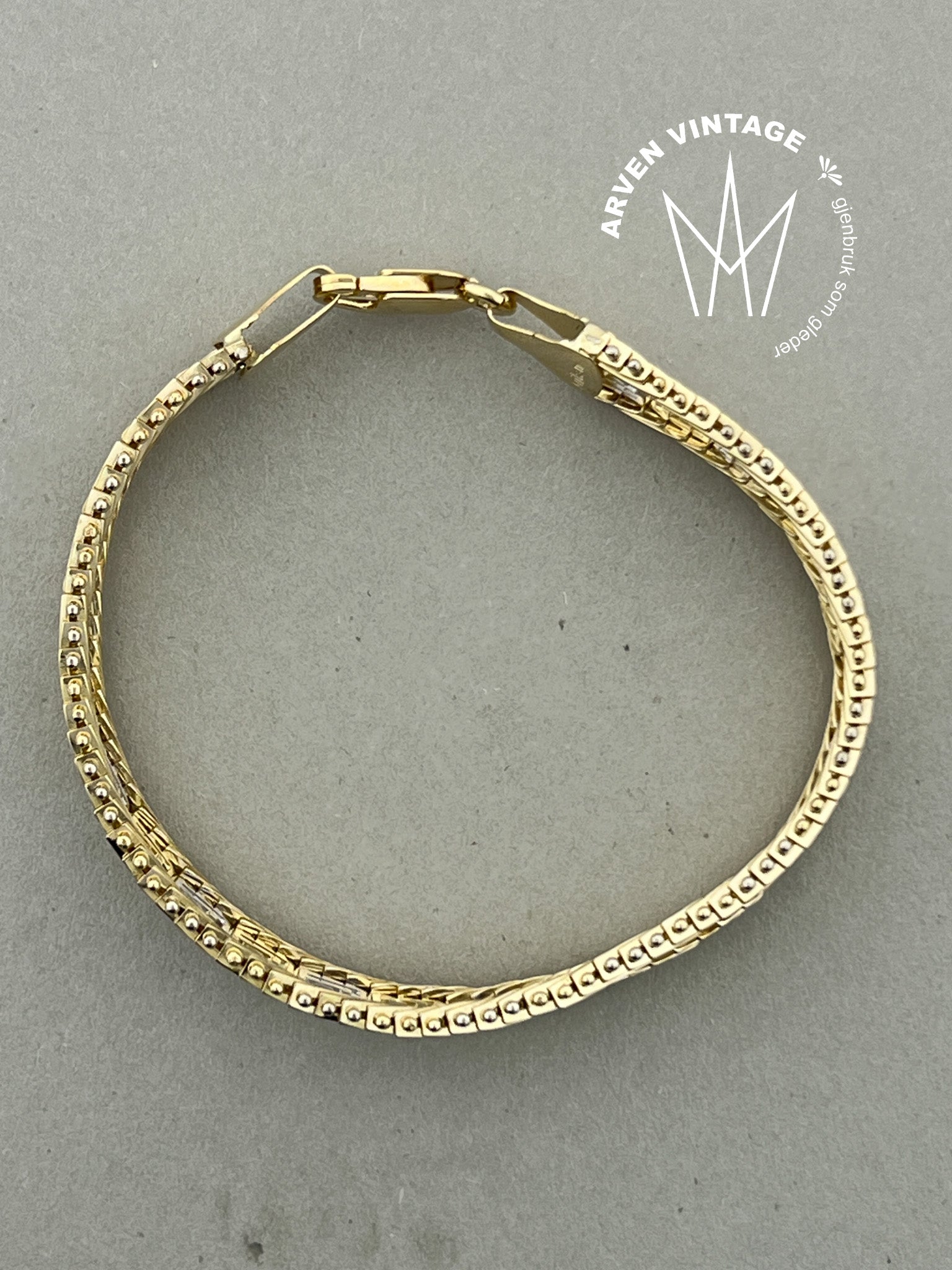 Vintage armbånd gult gull 16cm
