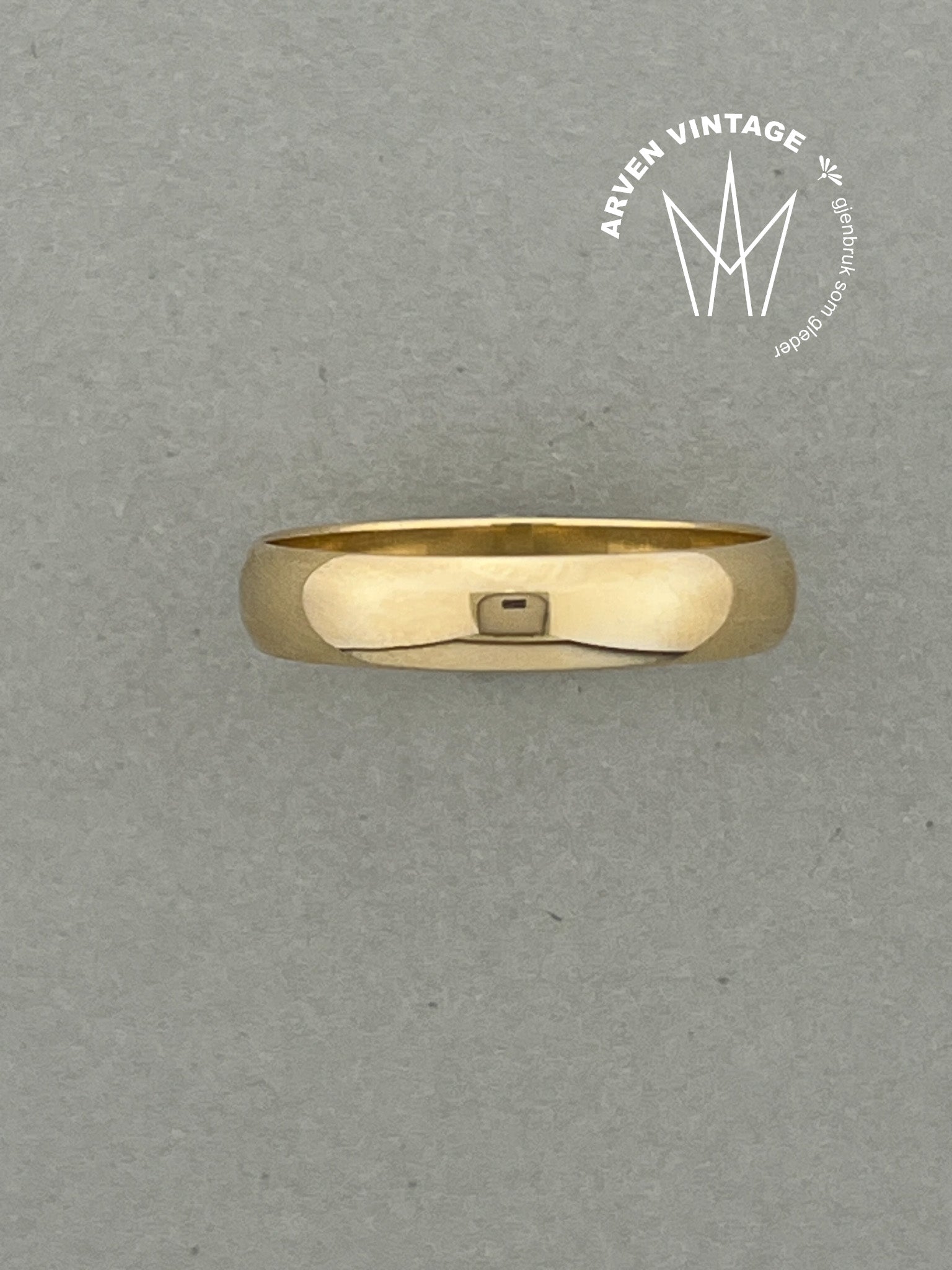 Vintage glatt ring gult gull str 69