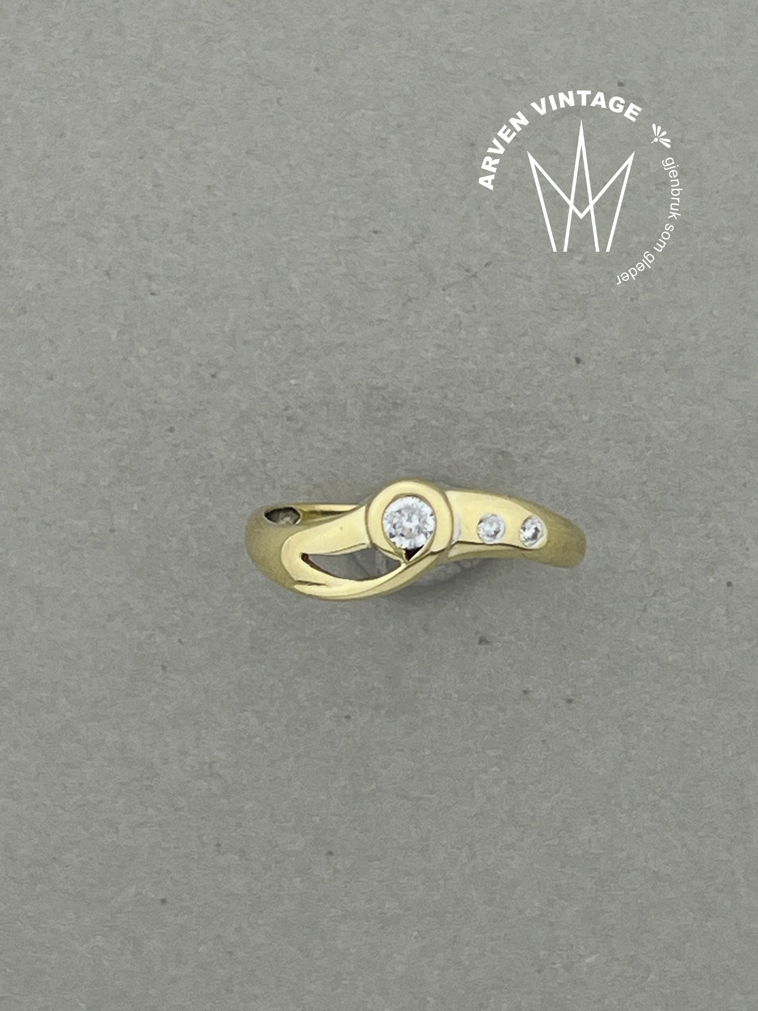 Vintage ring gult gull str54 blanke stener