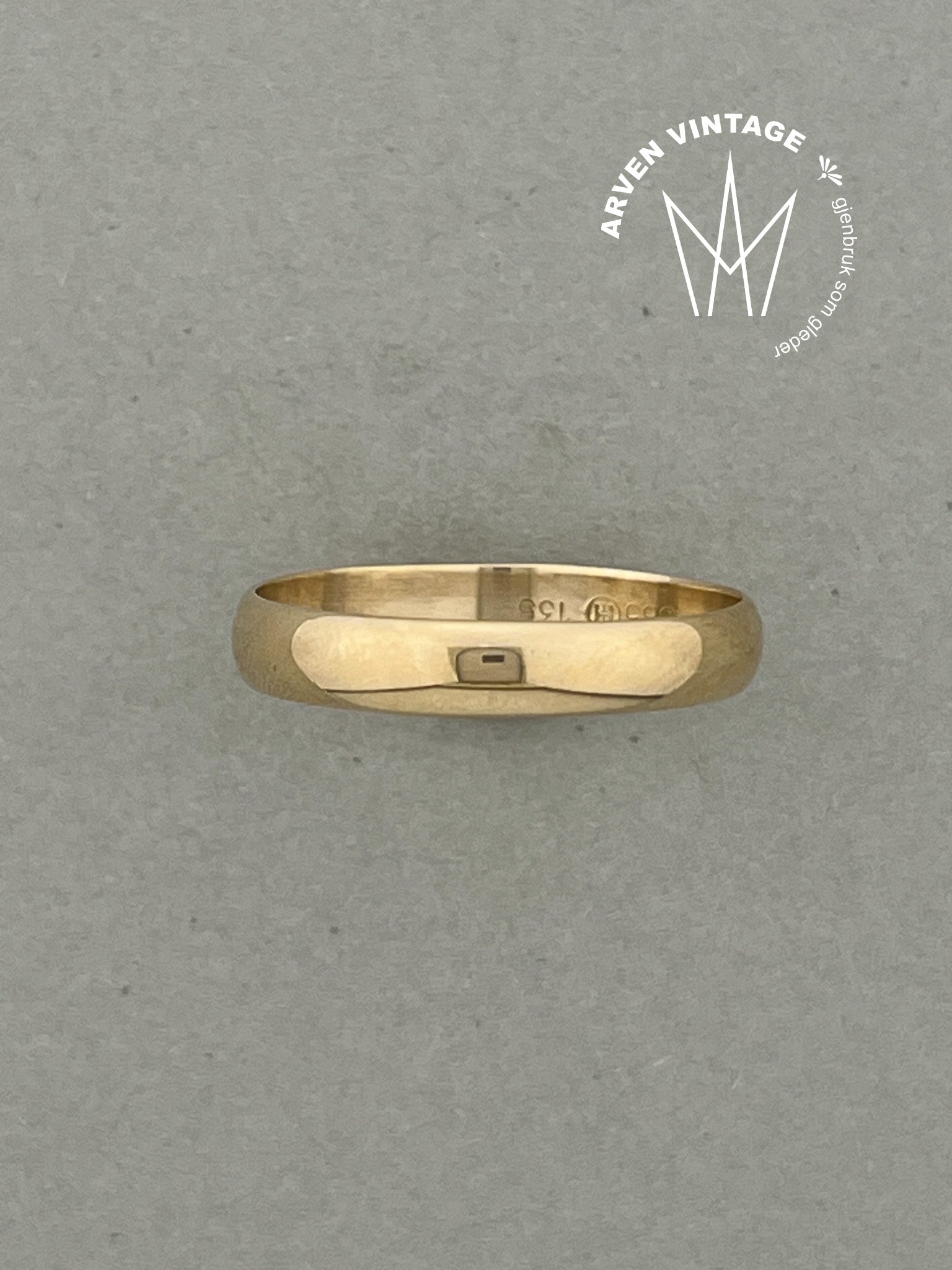 Vintage glatt ring gult gull str 68