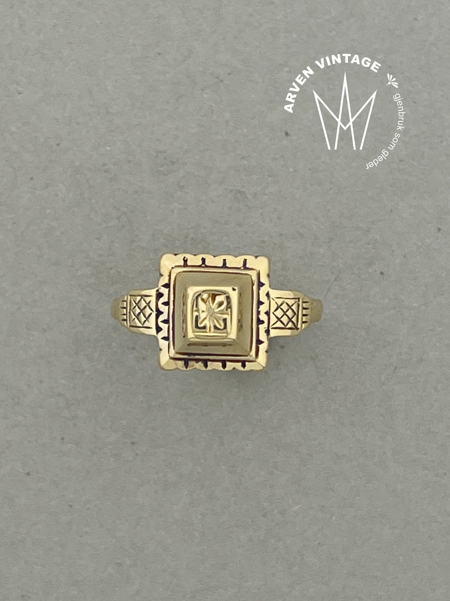 Vintage ring gult gull str 55