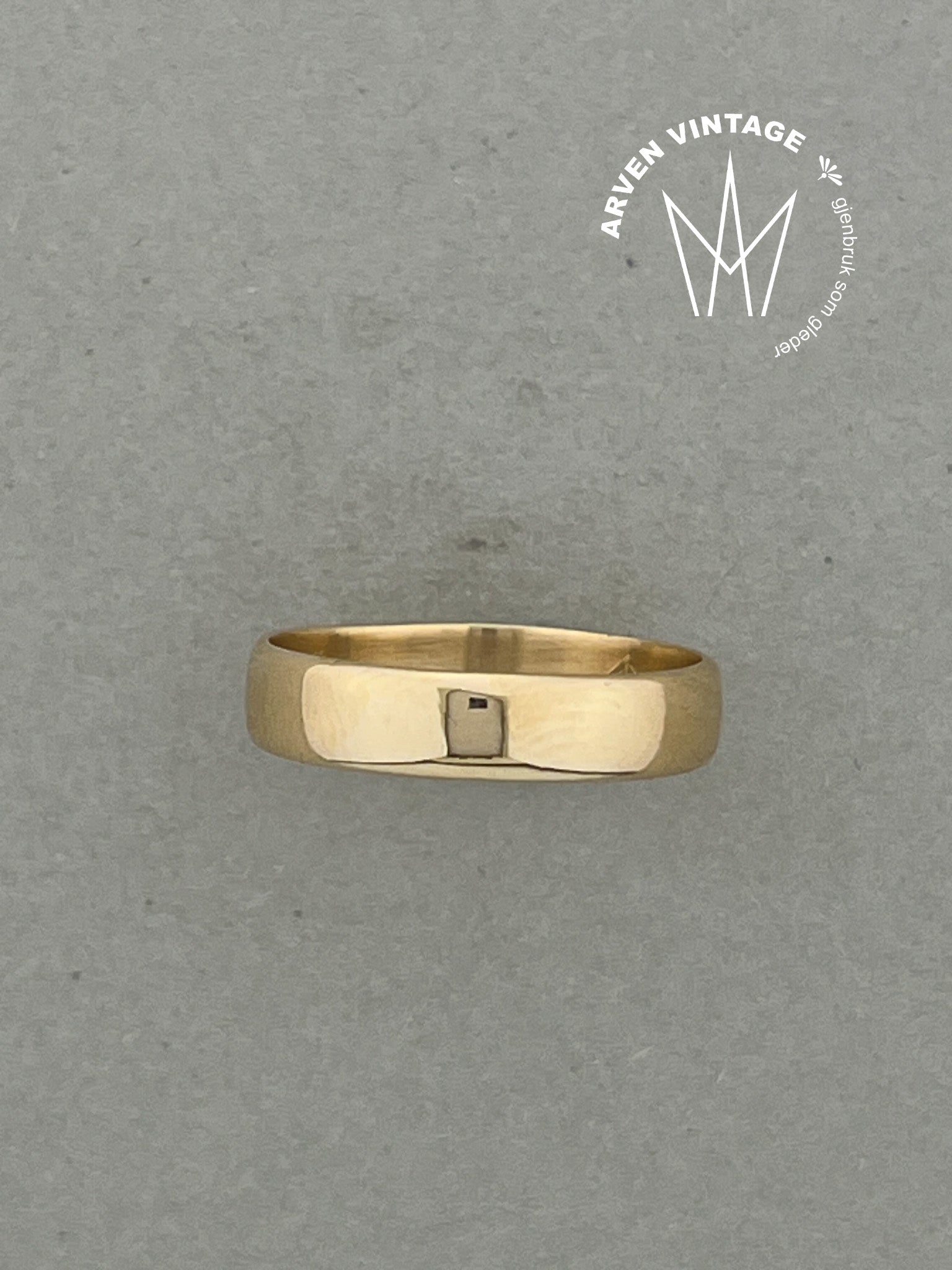 Vintage glatt ring gult gull str 58