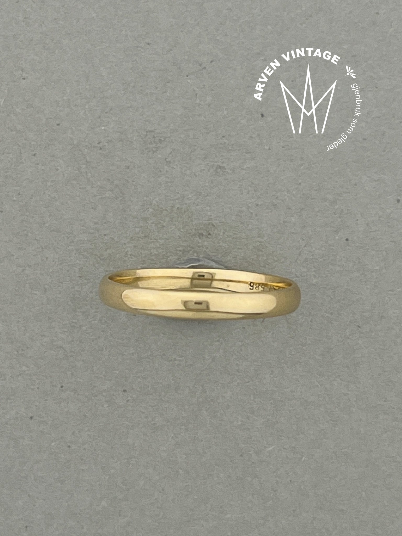 Vintage glatt ring gult gull str 58