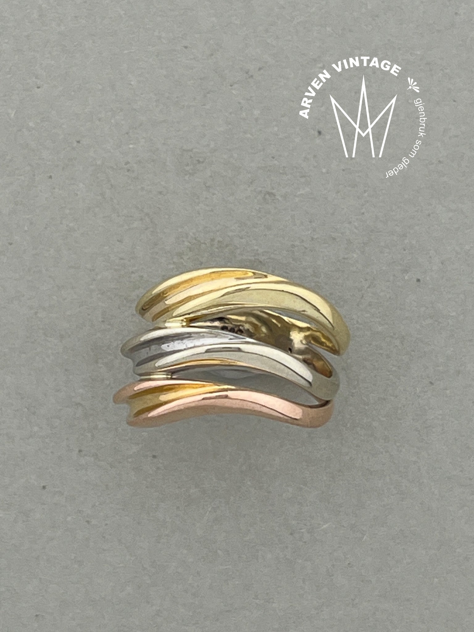 Vintage ring trefarget gull str 49