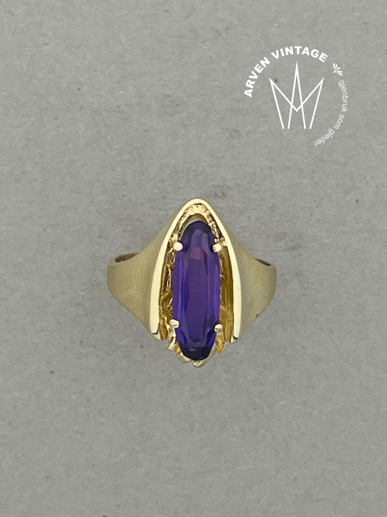Vintage ring gult gull str52 lilla sten