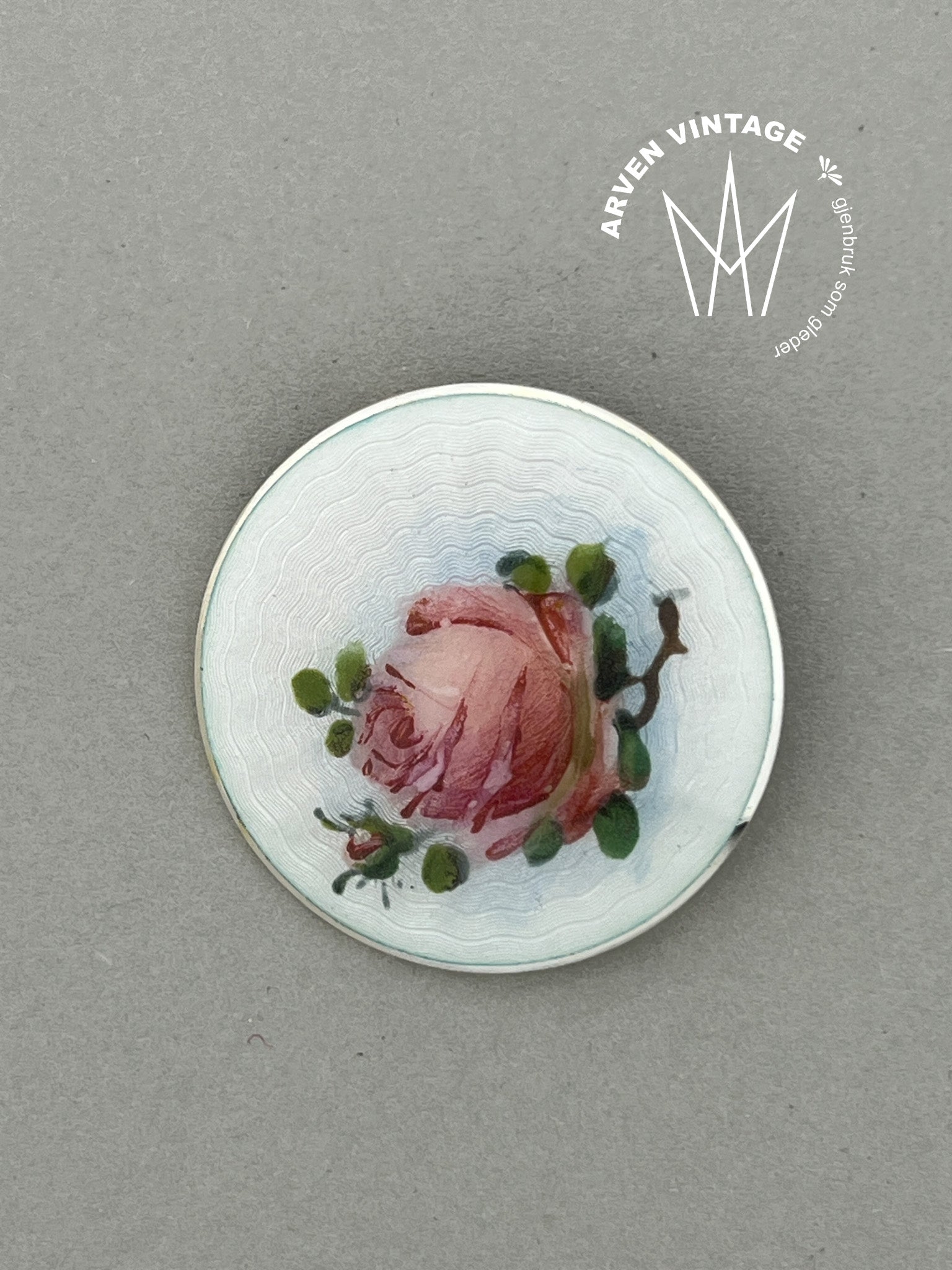 Vintage sølv emaljebrosje