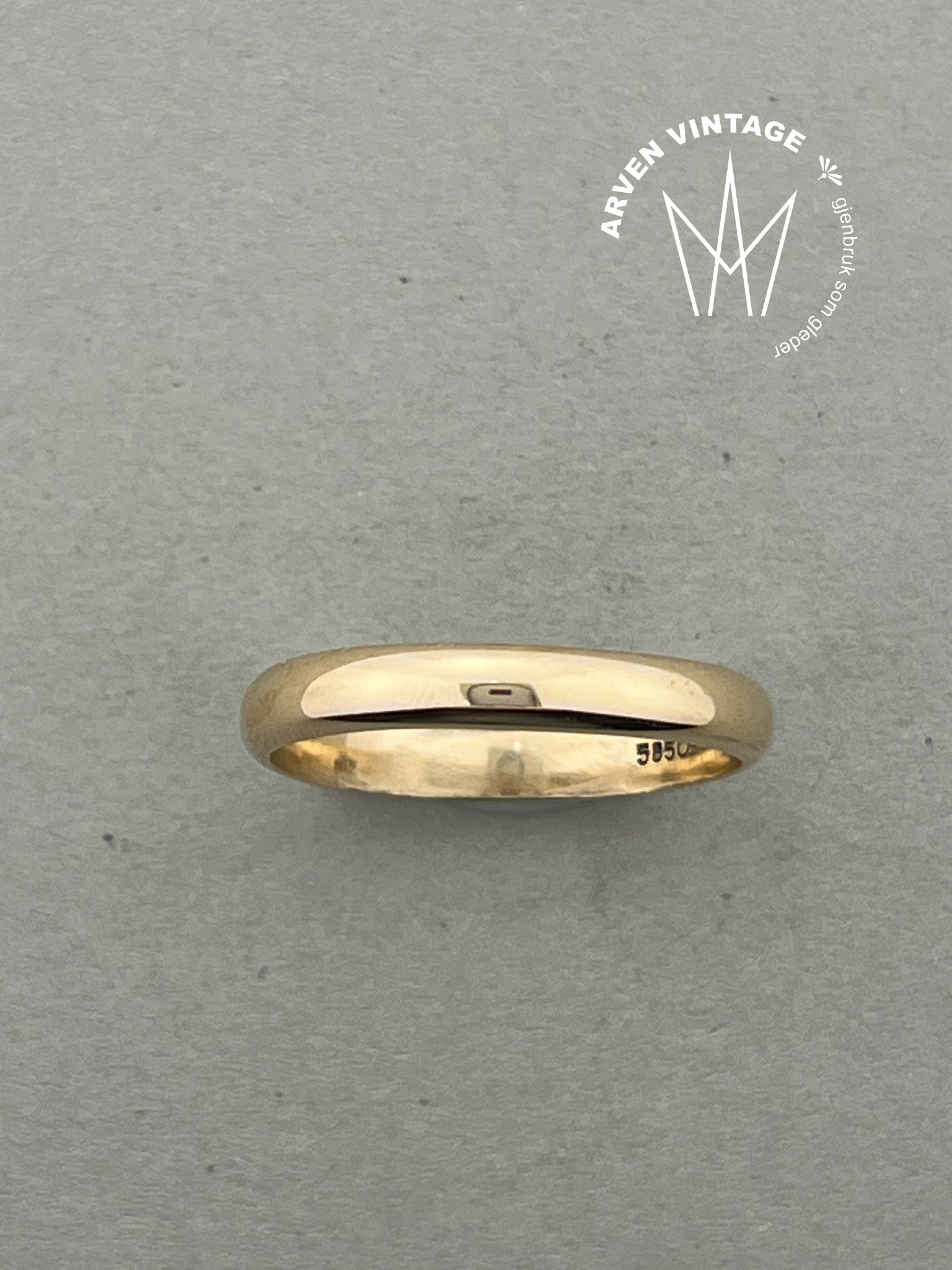 Vintage glatt ring gult gull str65