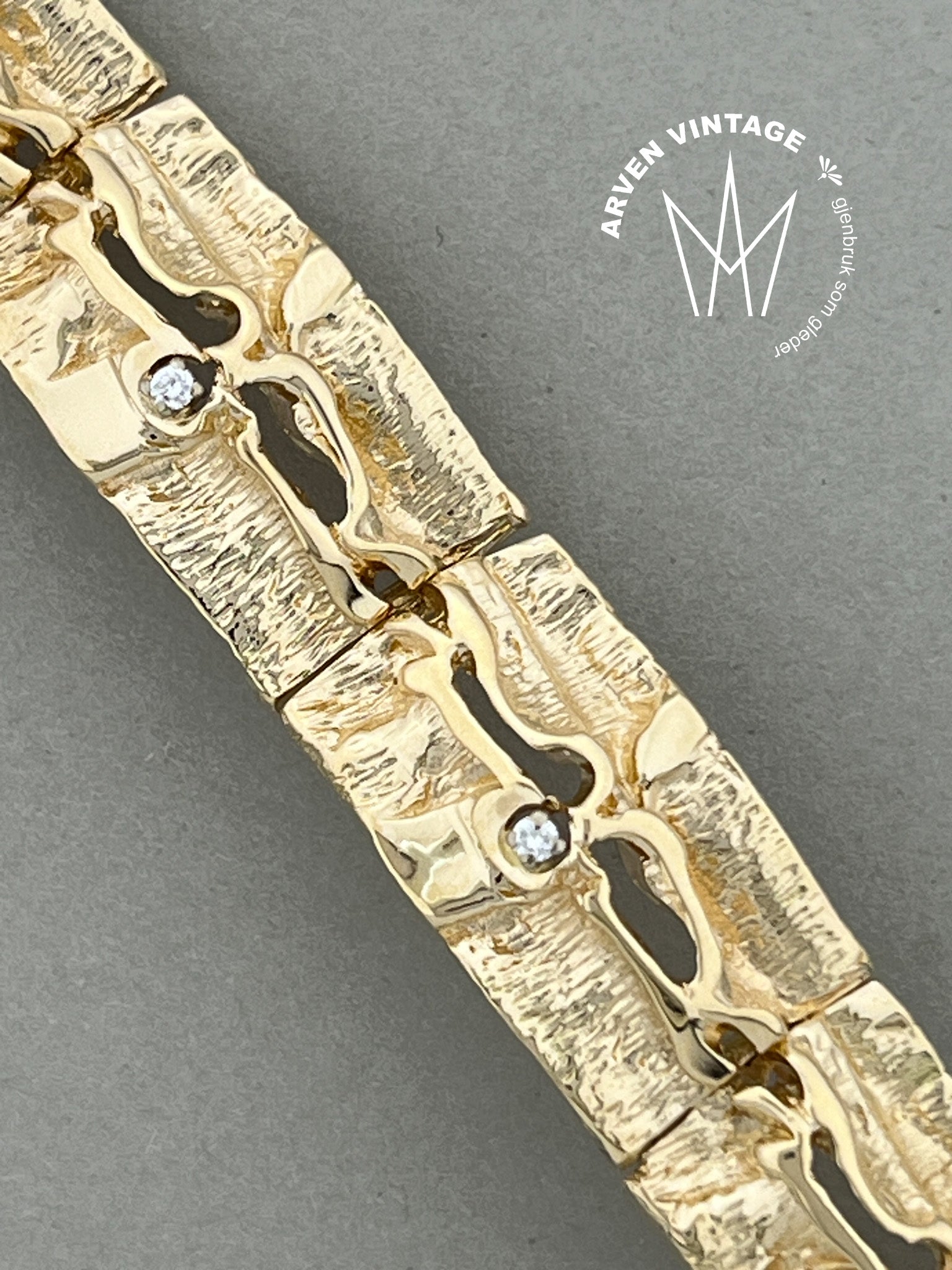 Vintage diamantarmbånd gult gull 18cm