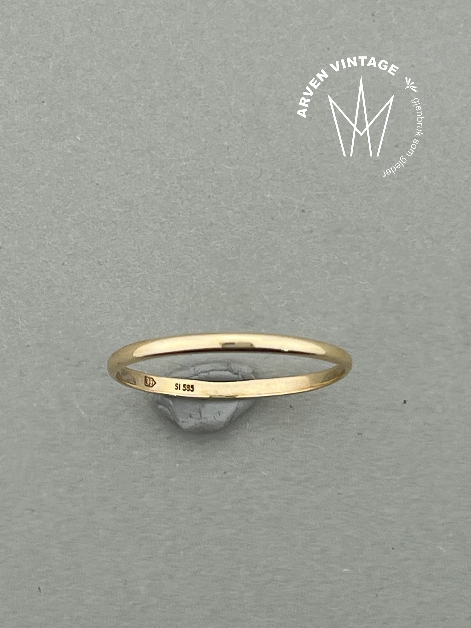 Vintage glatt ring gult gull str64