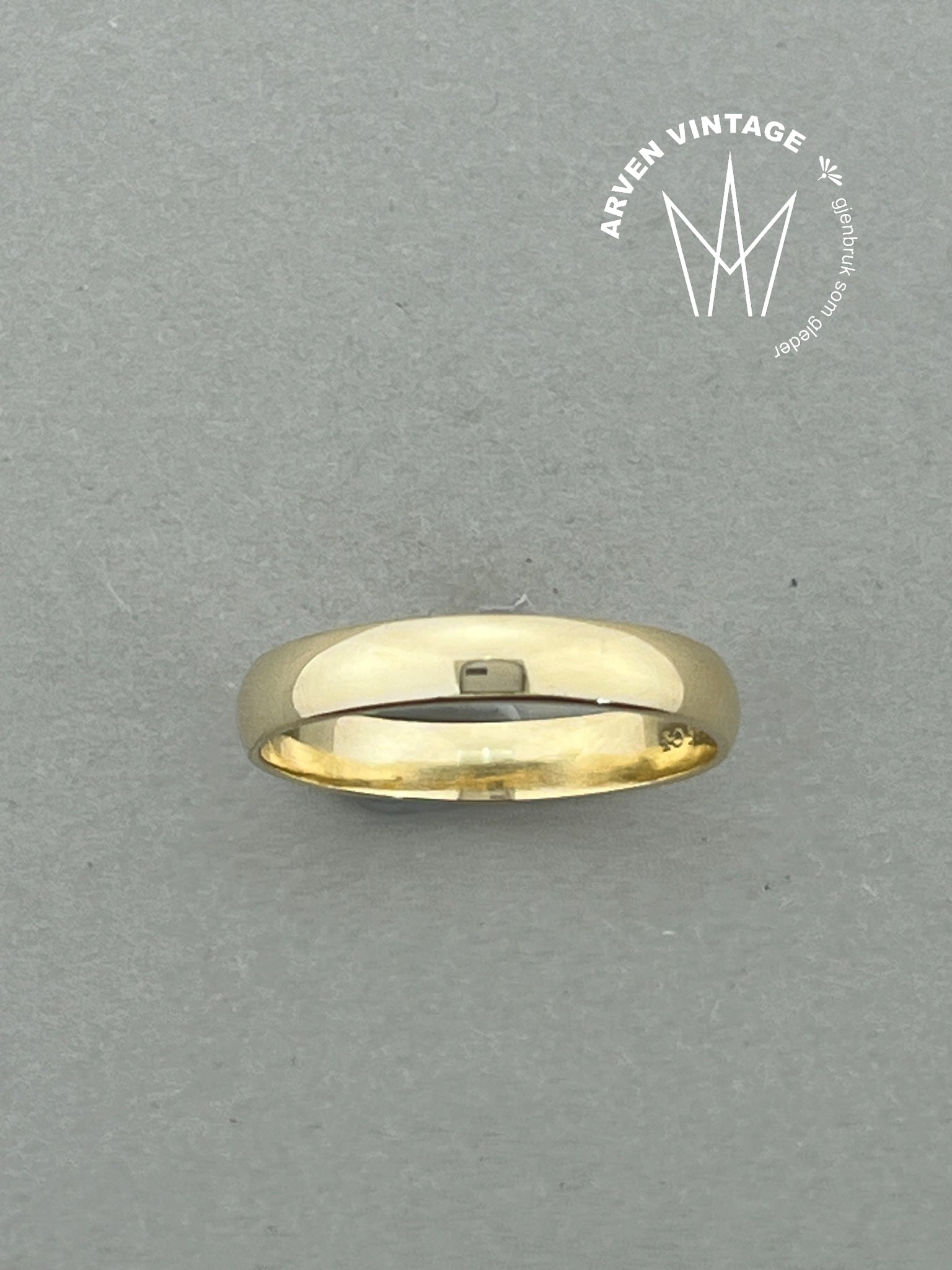 Vintage glatt ring gult gull str62