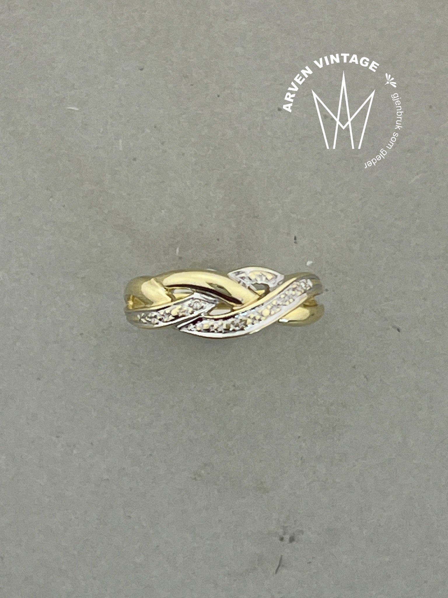 Vintage ring gult gull str50 blanke stener