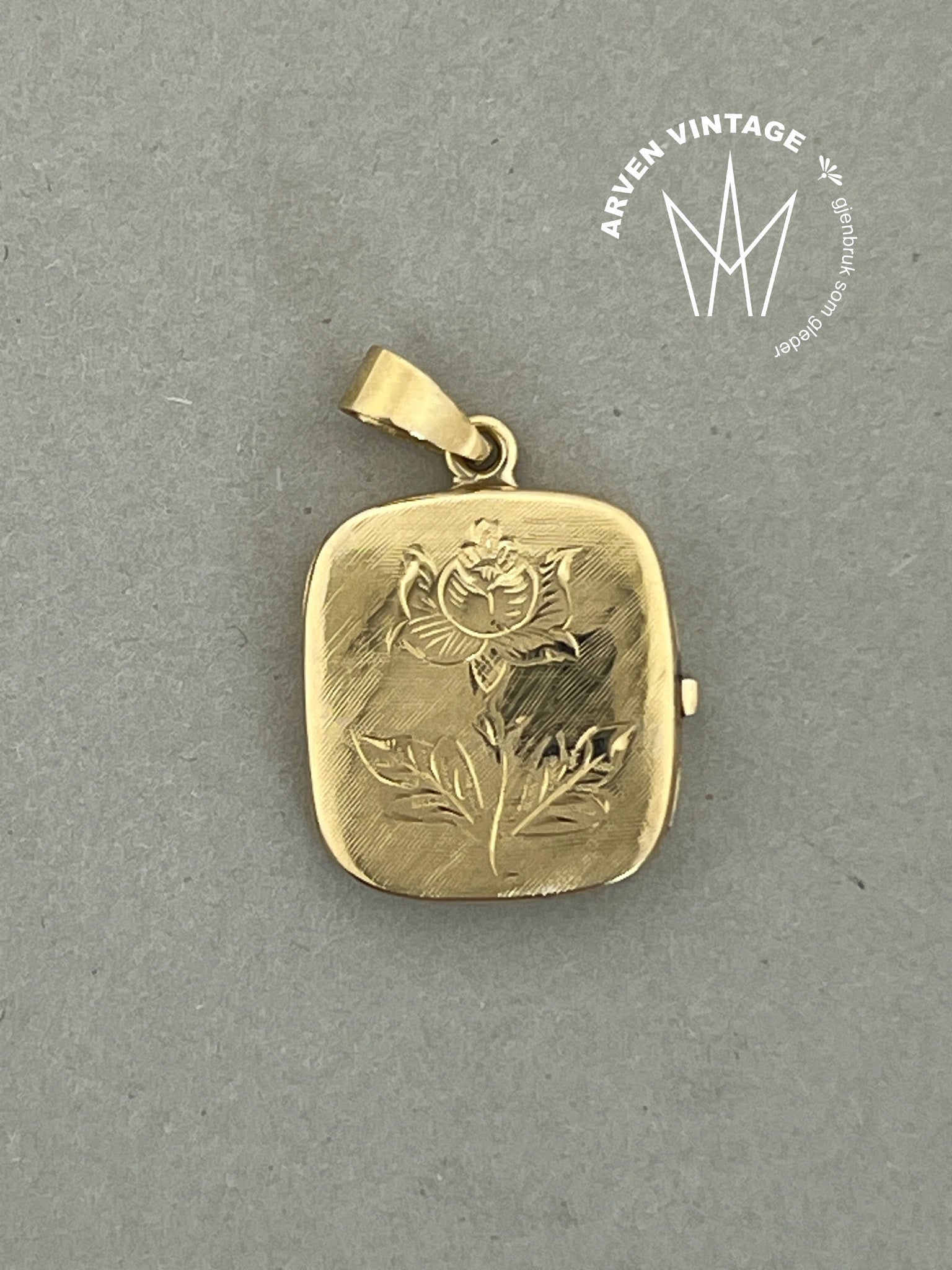 Vintage medaljonganheng gult gull