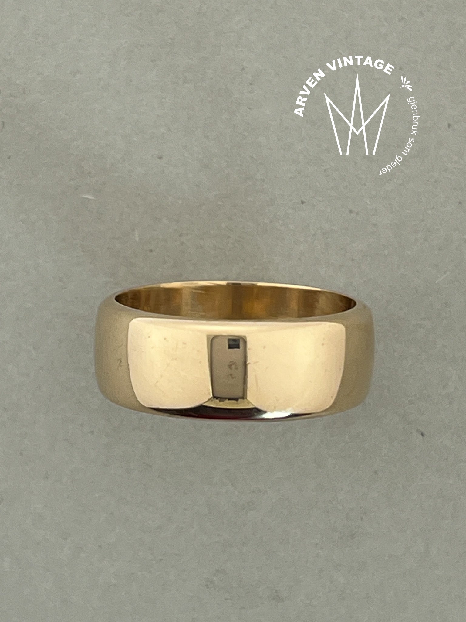 Vintage glatt ring gult gull str68
