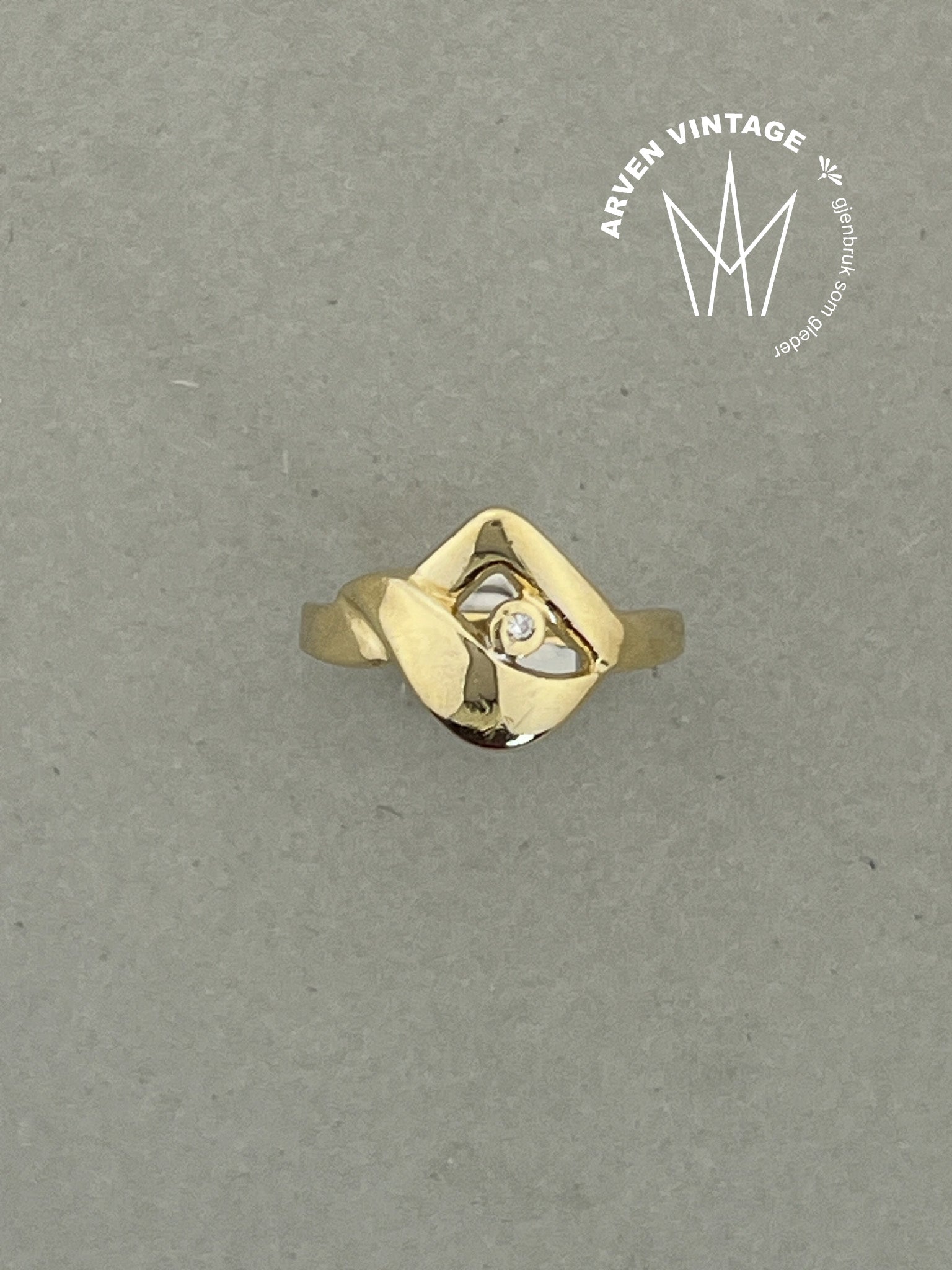 Vintage ring gult gull str50 blank sten