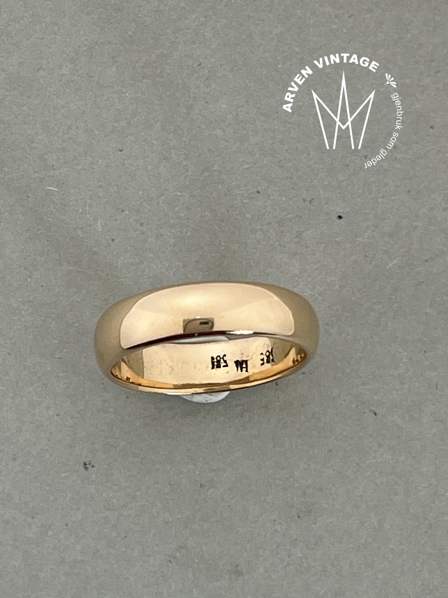 Vintage glatt ring gult gull str58