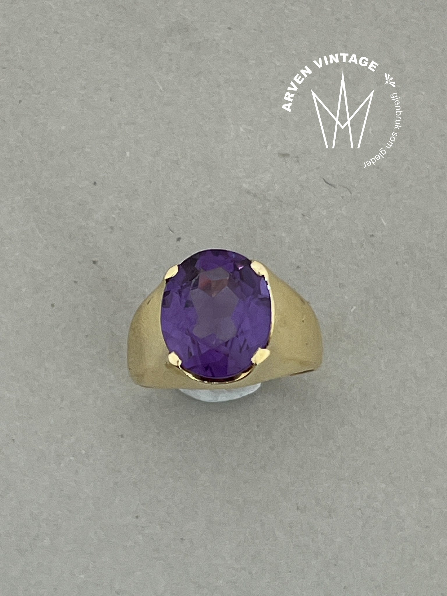 Vintage ring gult gull str52 lilla sten
