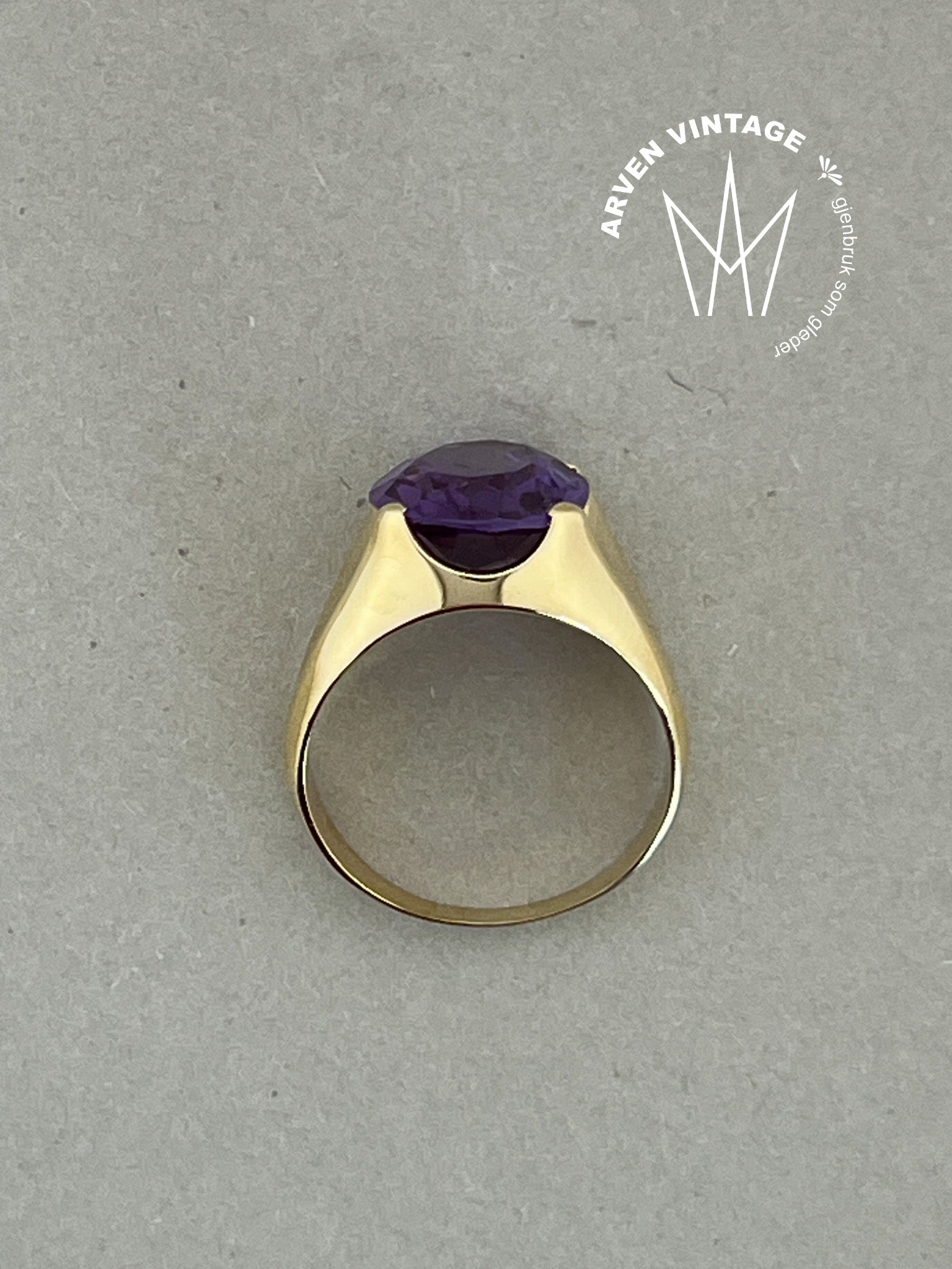 Vintage ring gult gull str52 lilla sten