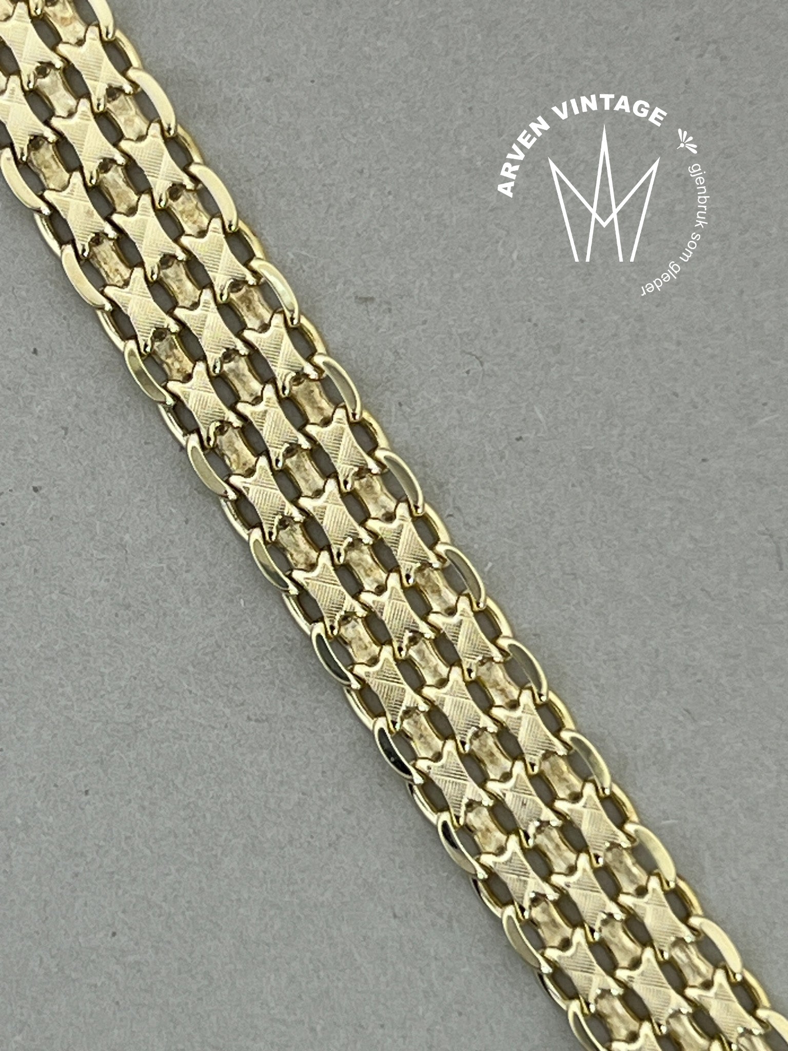 Vintage armbånd gult gull 19,5cm