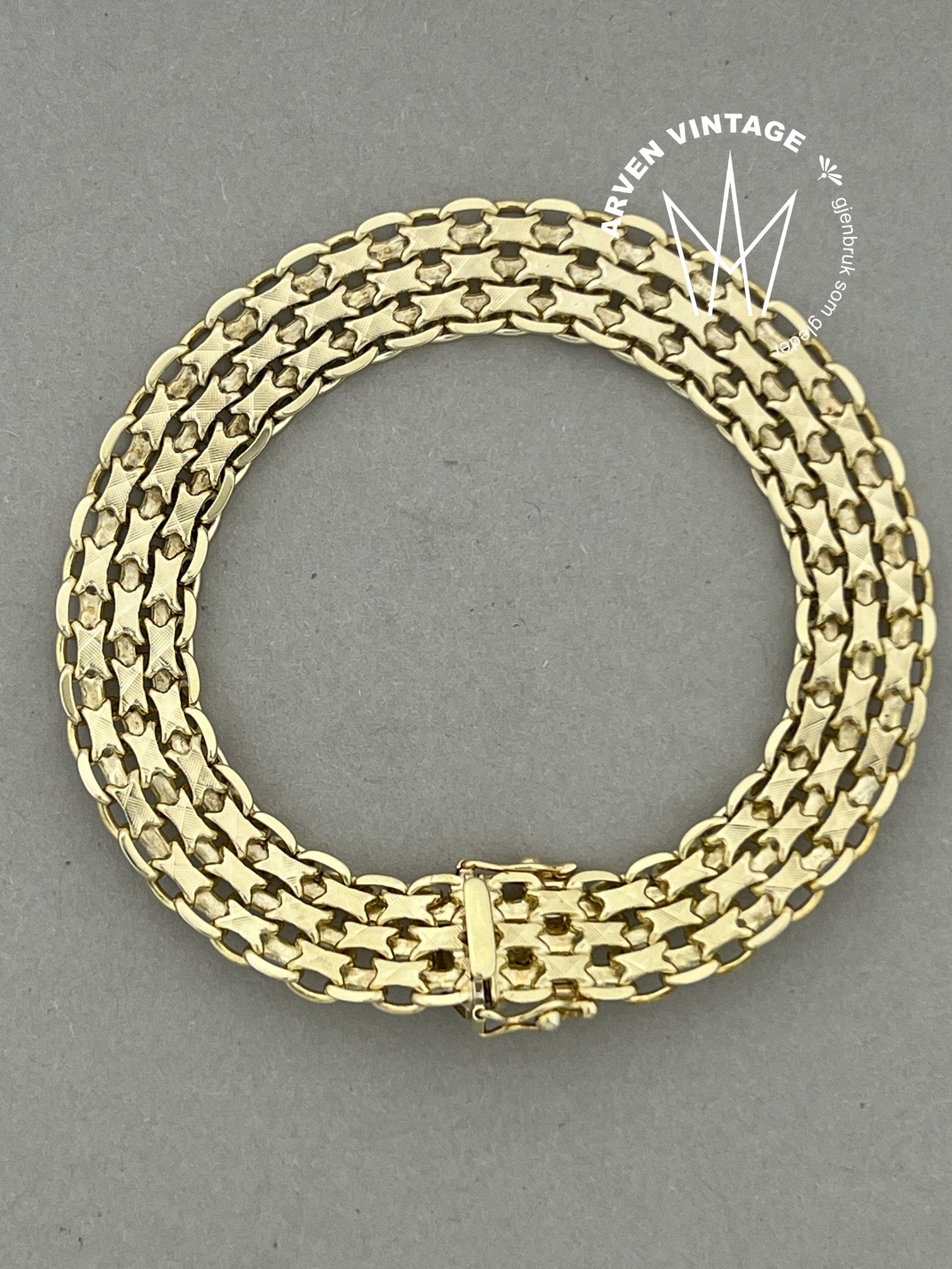 Vintage armbånd gult gull 19,5cm