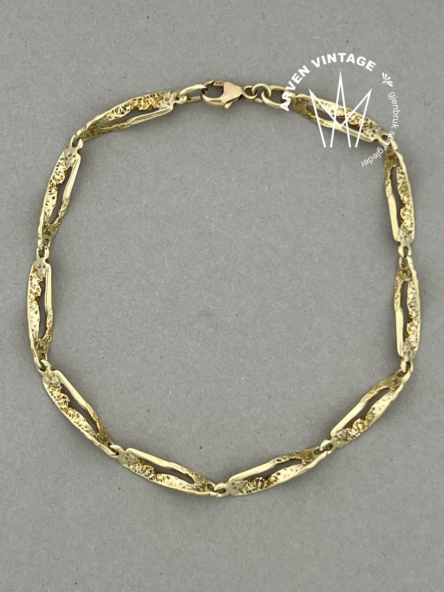 Vintage armbånd gult gull 19,5cm