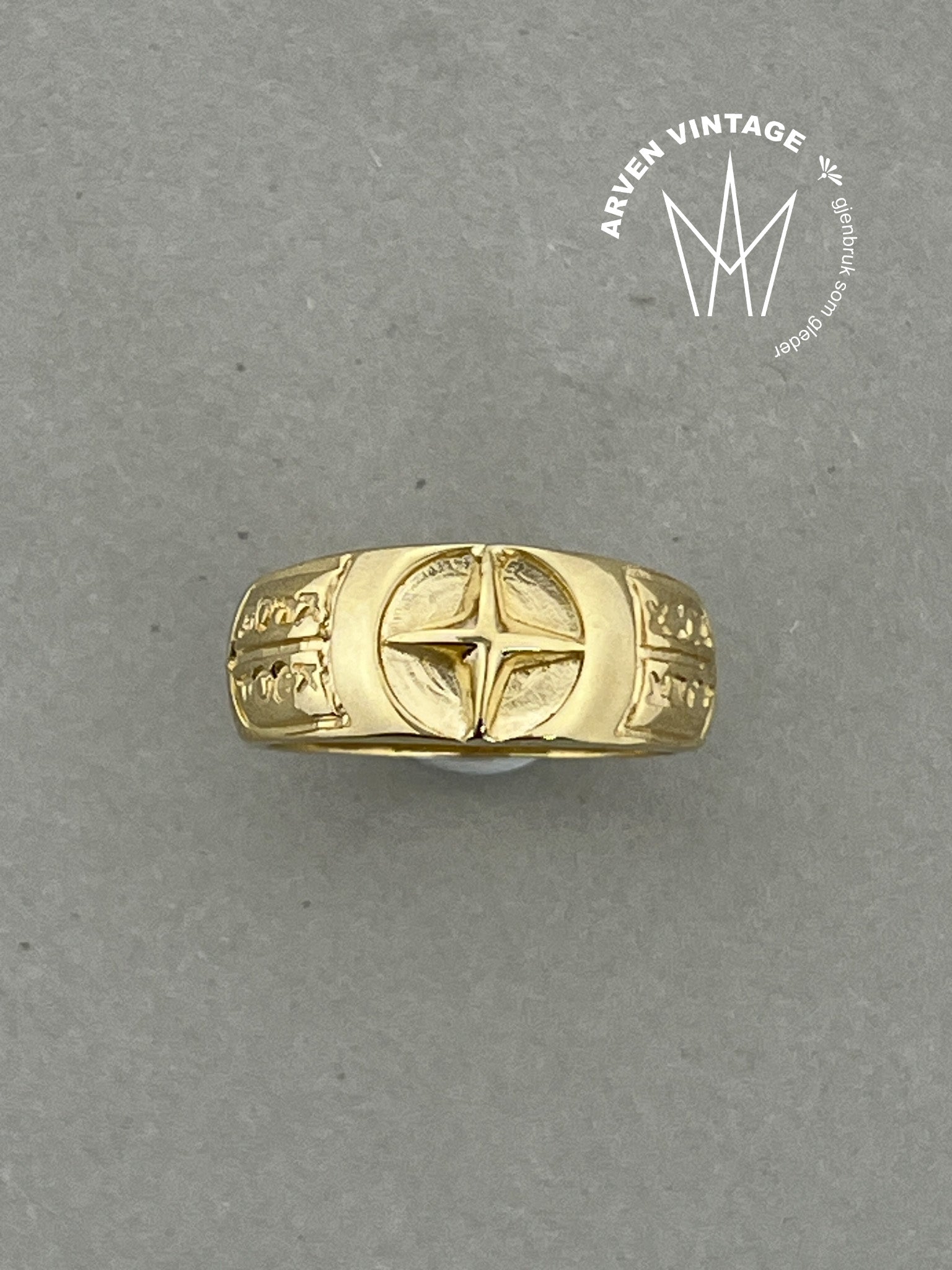 Vintage ring gult gull str 56