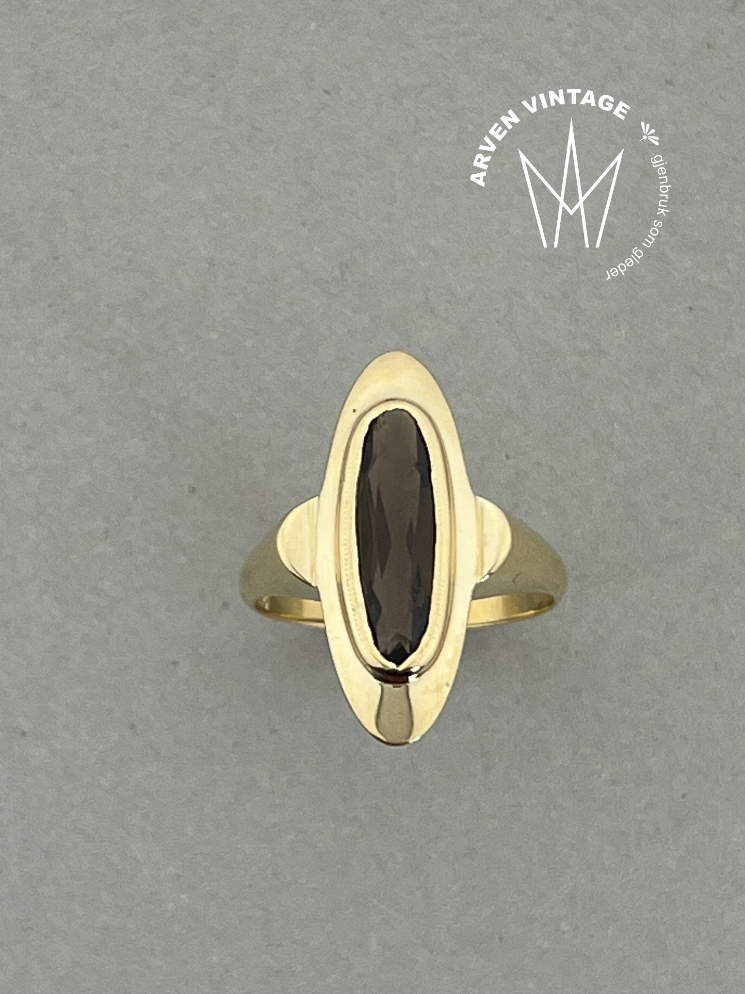 Vintage ring  gult gull str54 brun sten