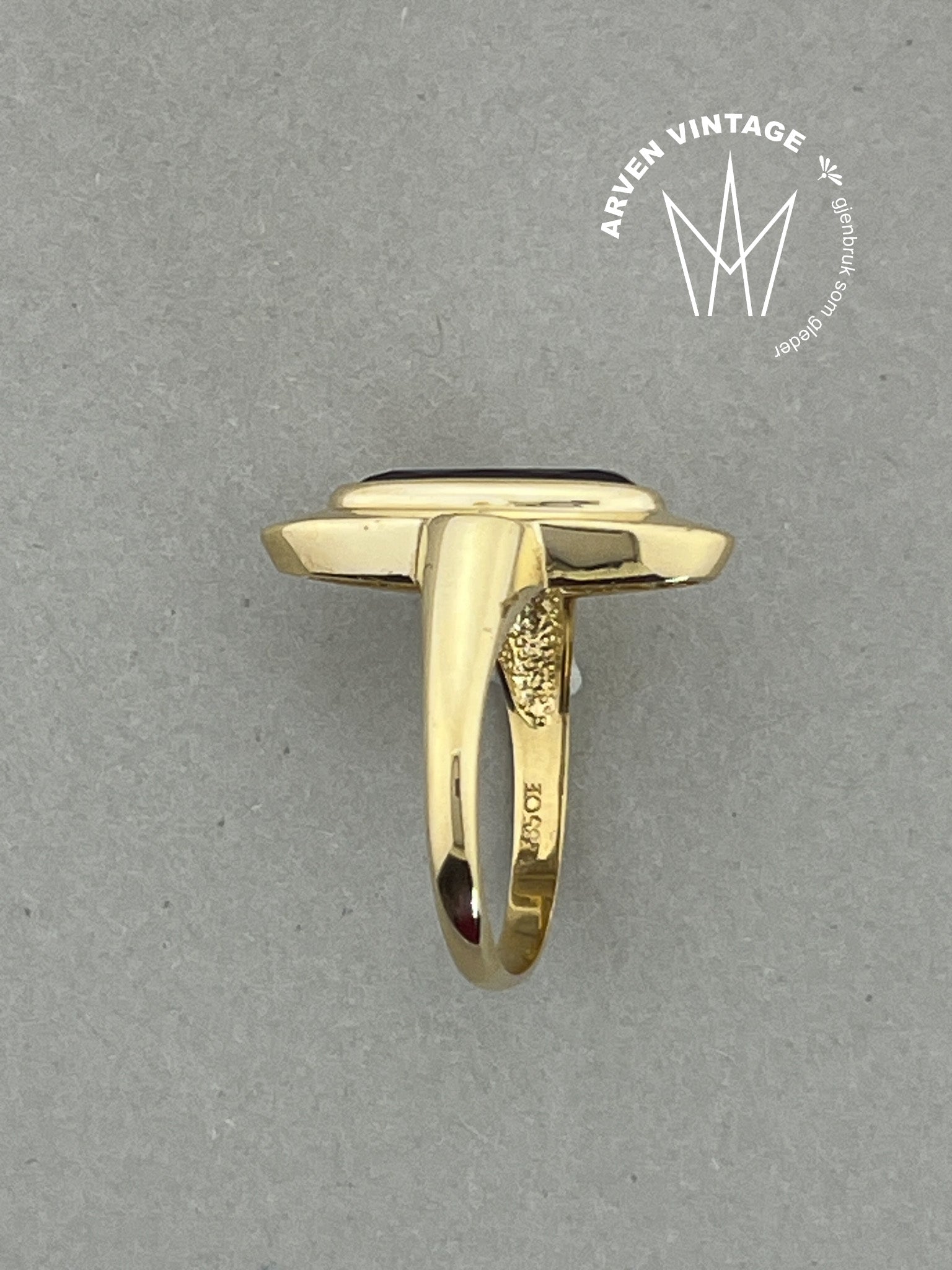 Vintage ring  gult gull str54 brun sten