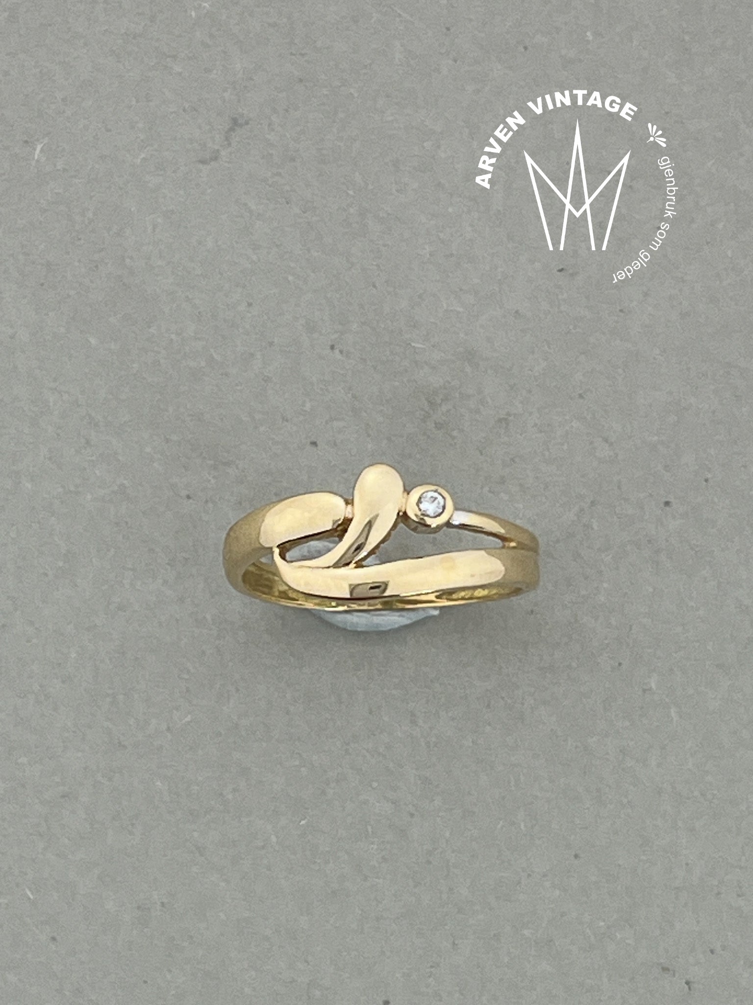 Vintage ring gult gull str48 blank sten