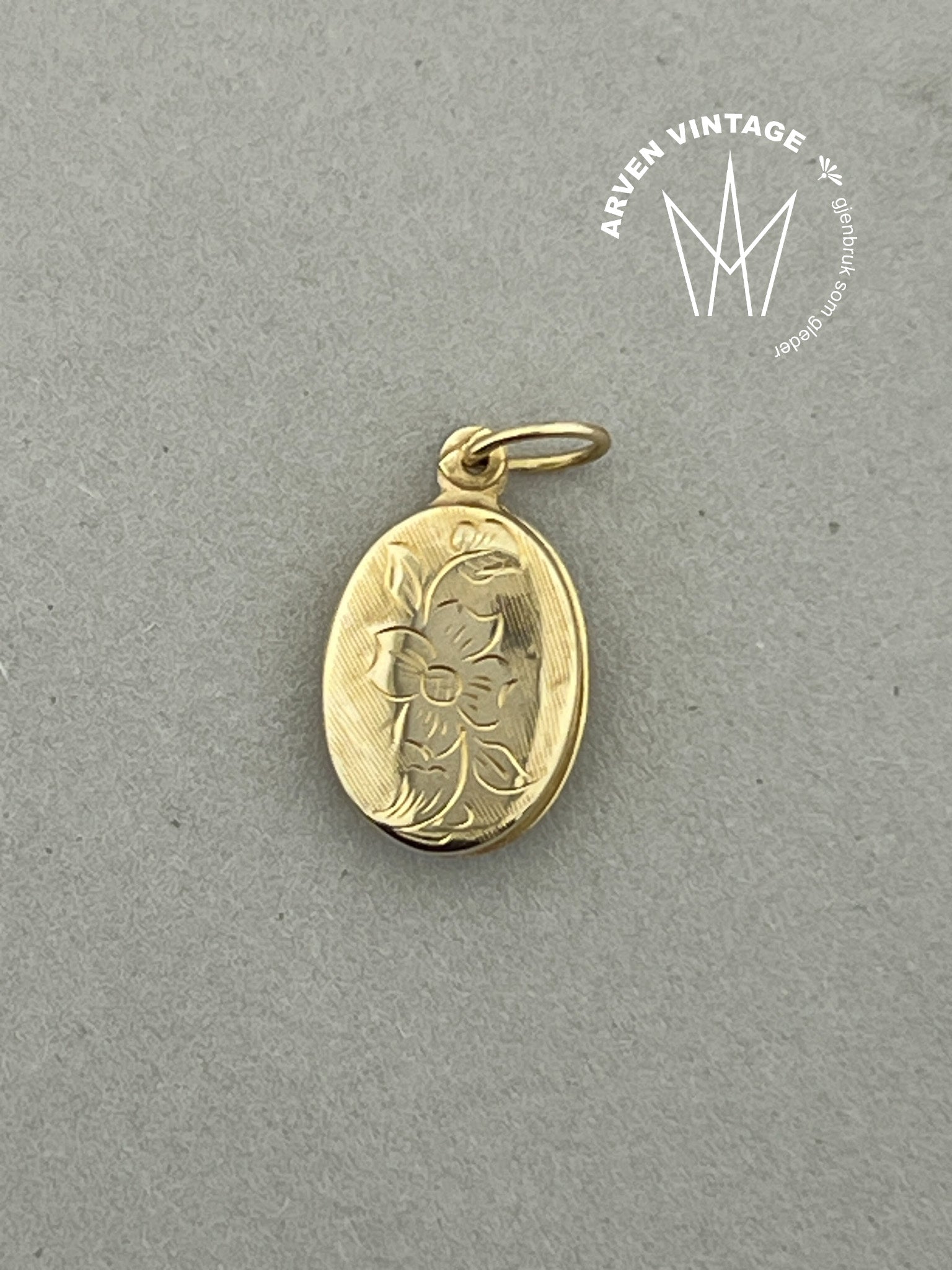 Vintage medaljonganheng gult gull