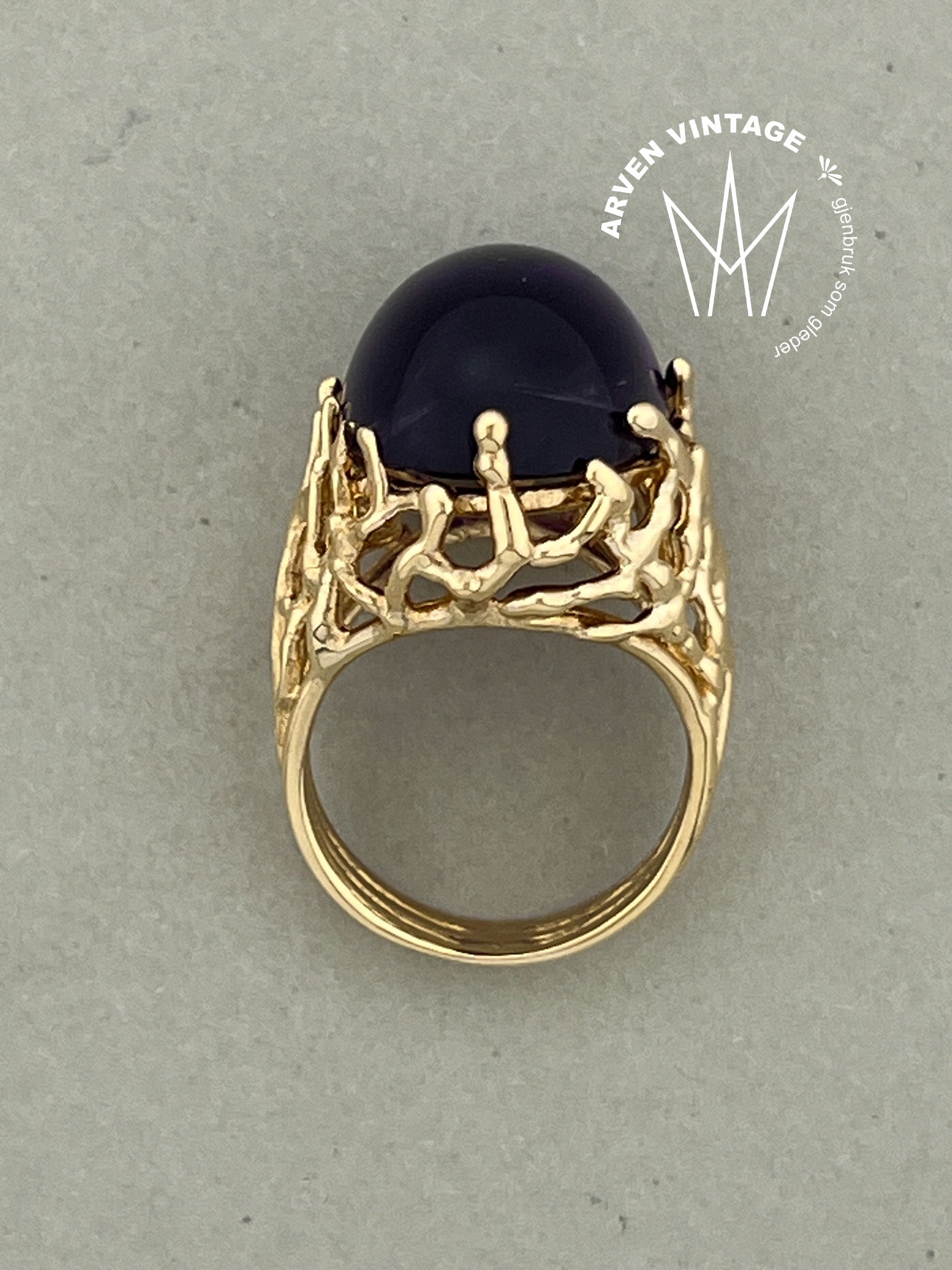 Vintage ring gult gull str56 lilla sten