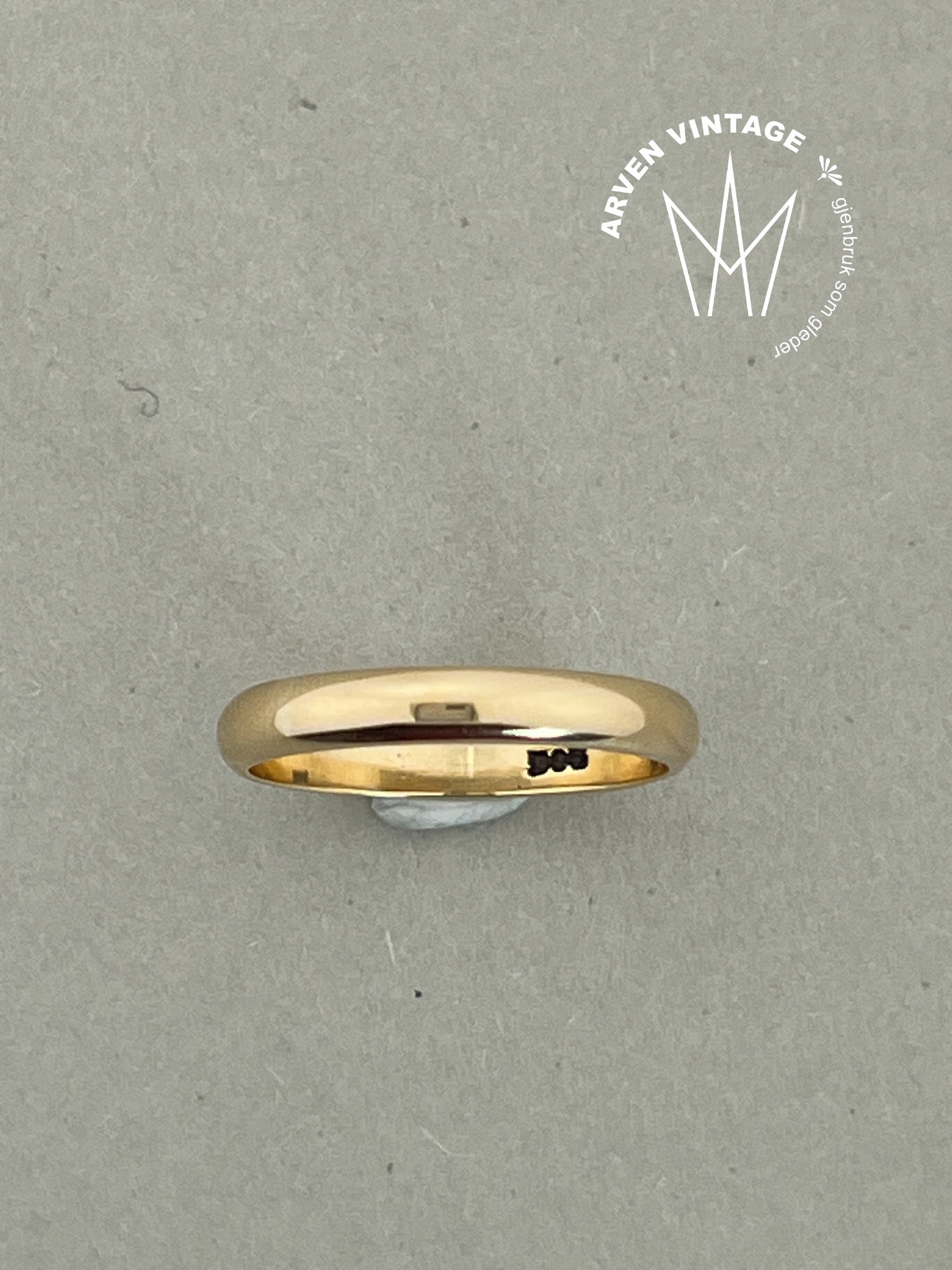 Vintage glatt ring gult gull str 58
