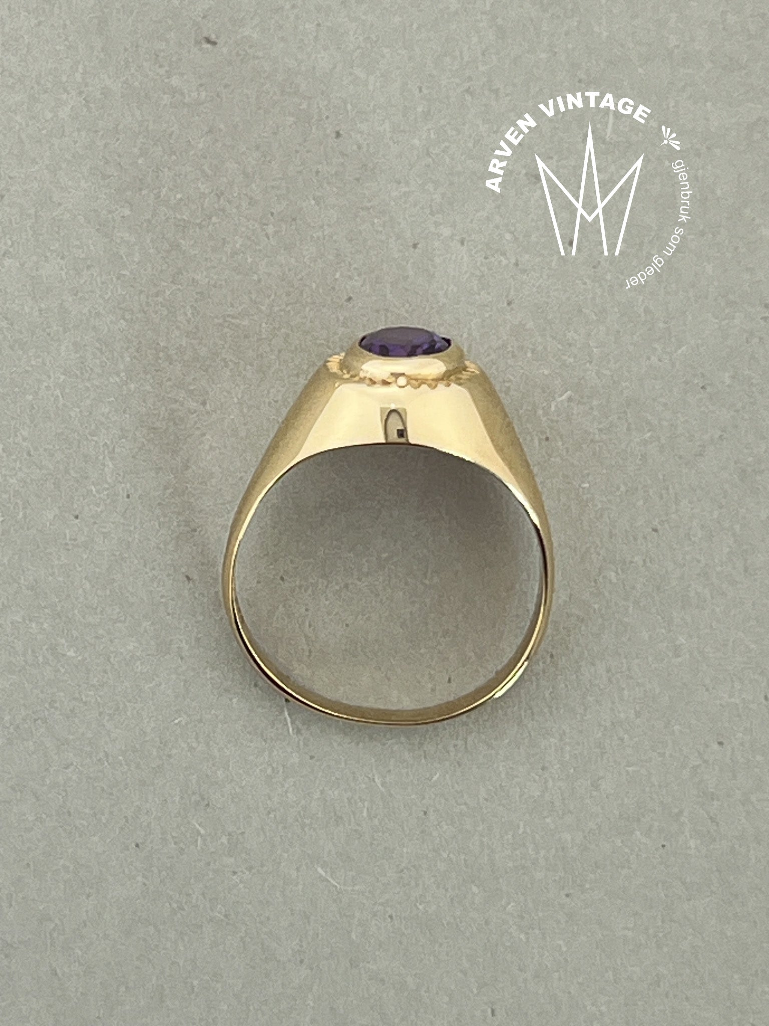 Vintage ring gult gull str 54 lilla sten