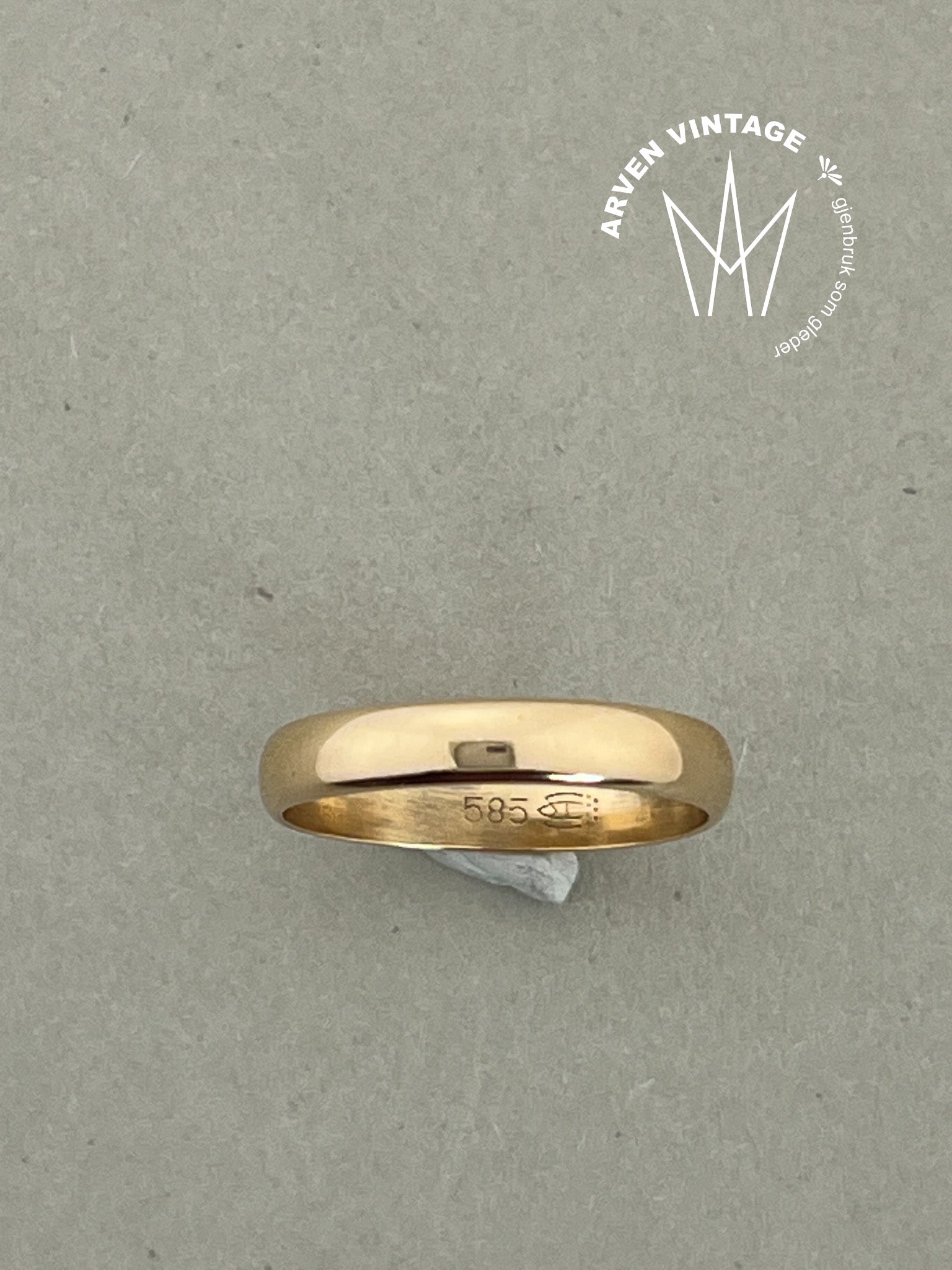 Vintage glatt ring gult gull str 58