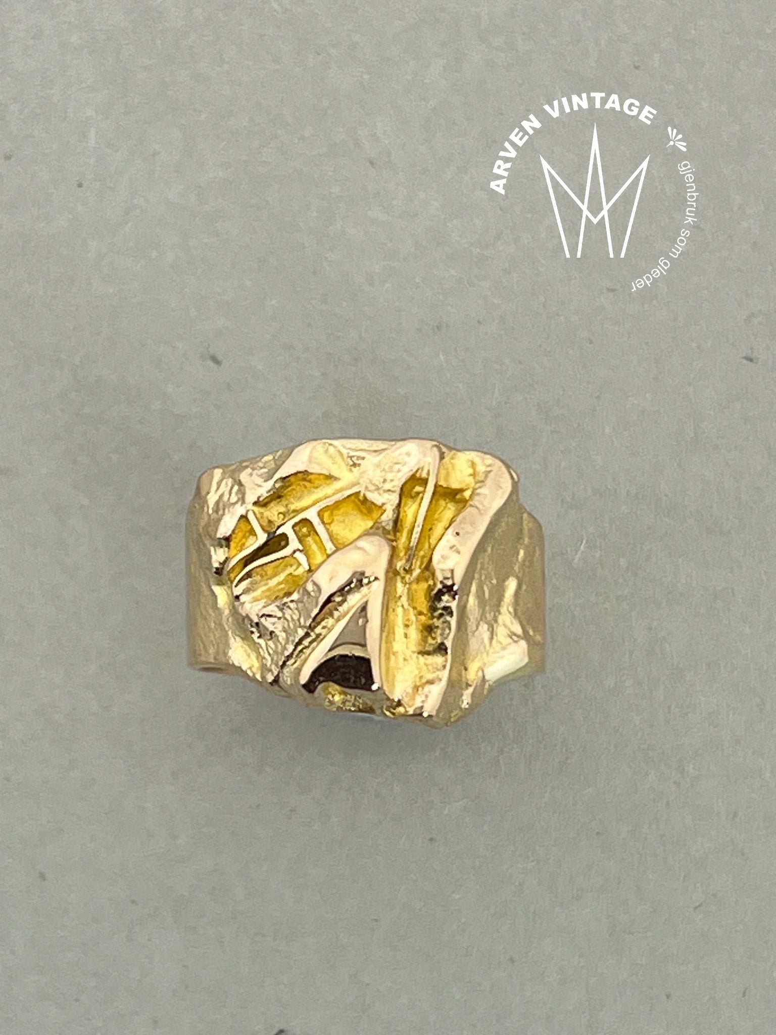 Vintage ring gult gull str 56