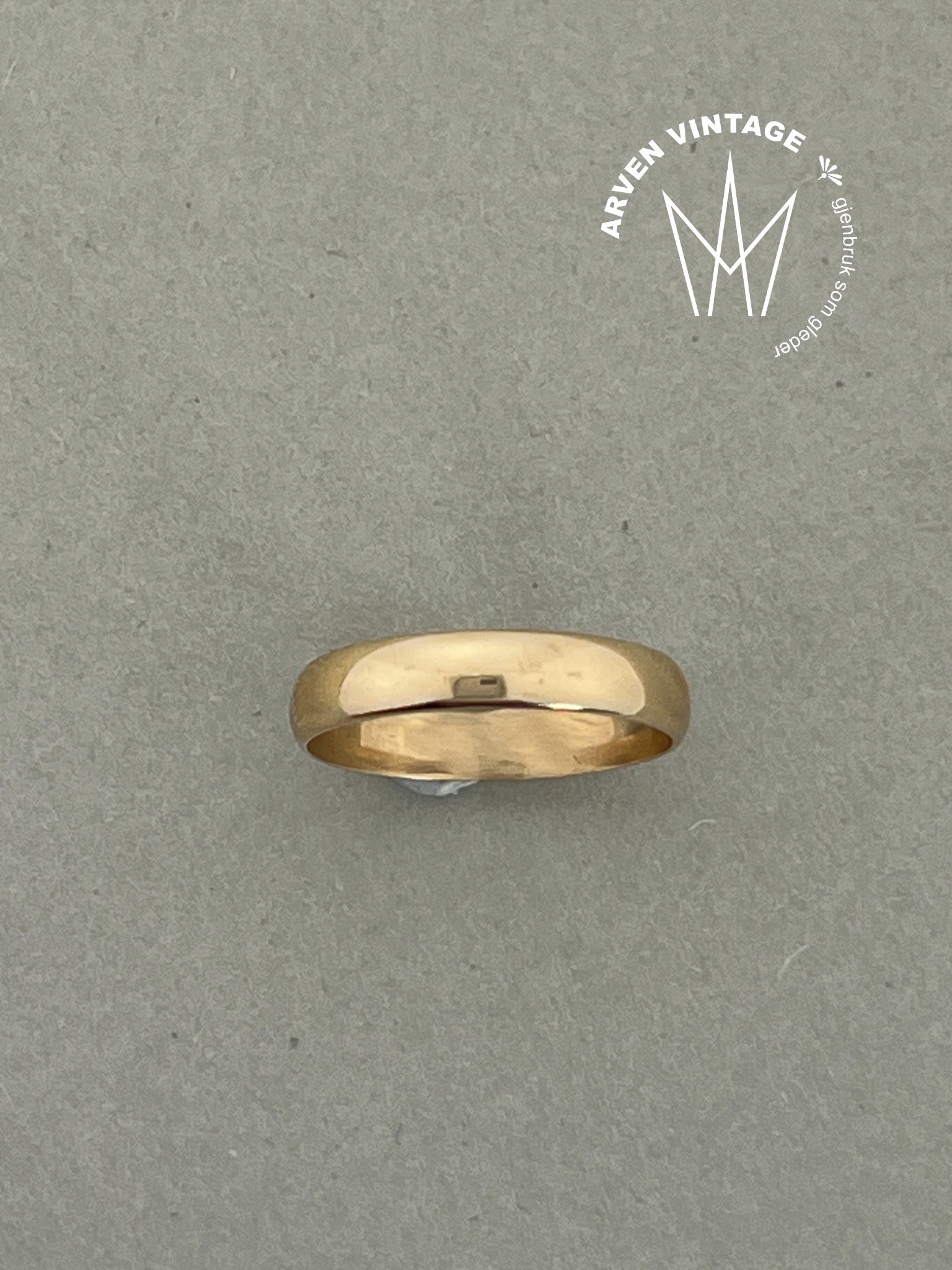 Vintage glatt ring gult gull str50