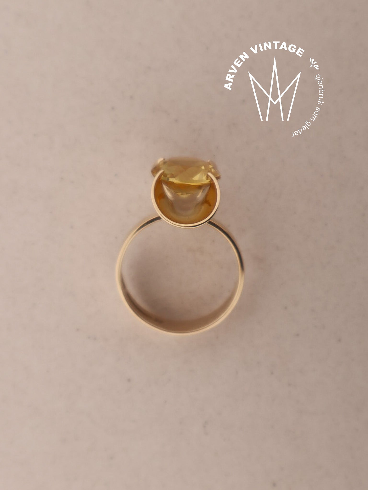 Vintage ring gult gull str54 gylden sten