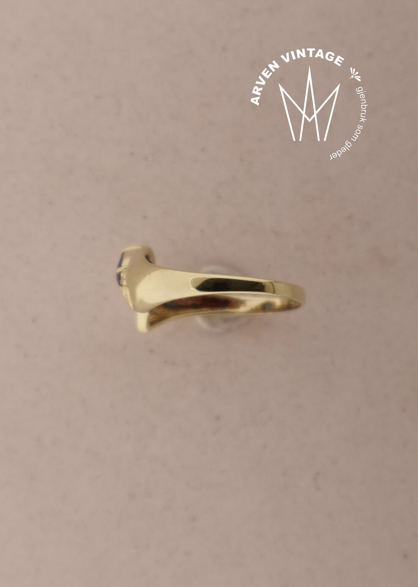 Vintage ring gult gull str54 blå sten