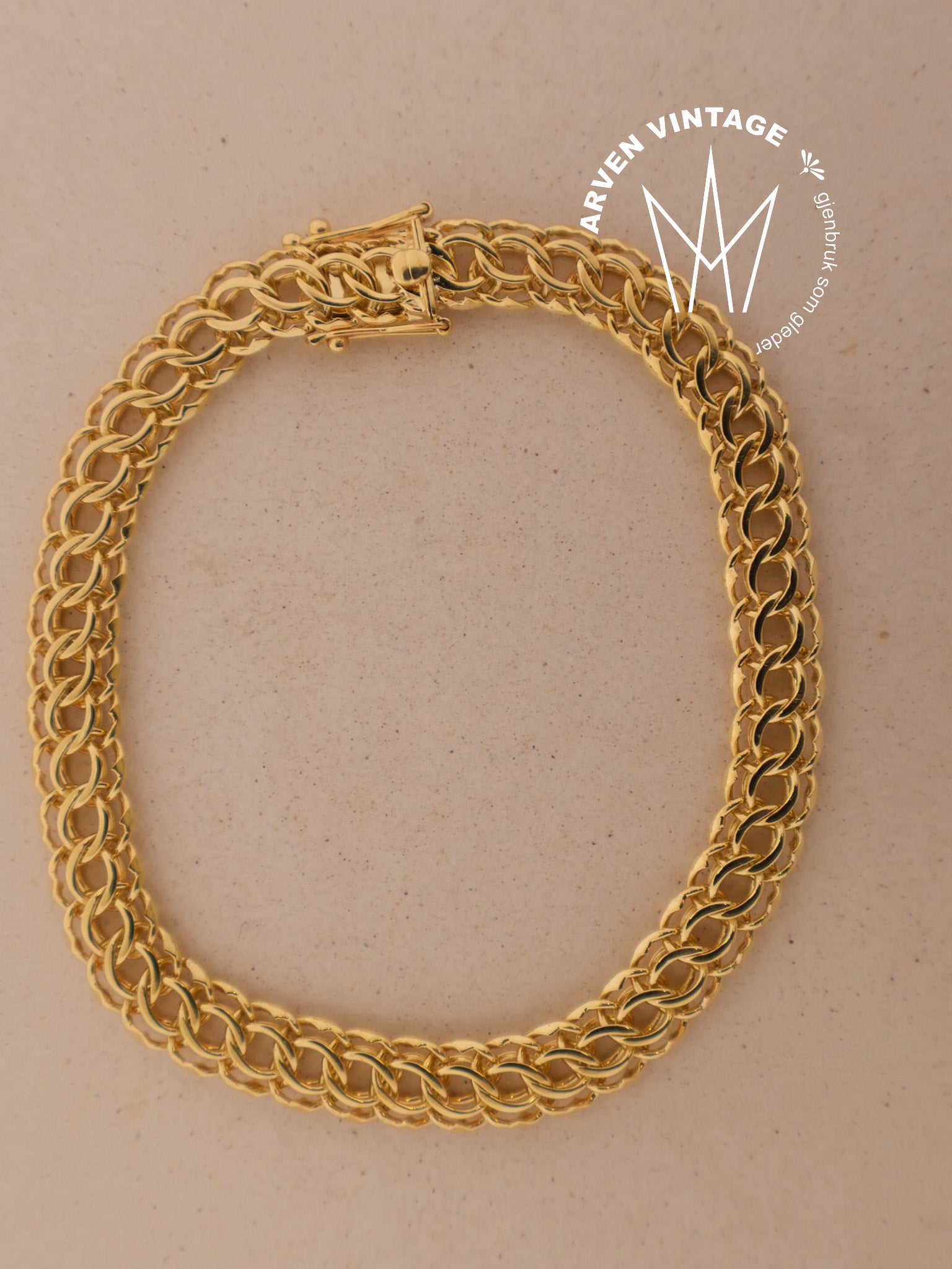 Vintage armbånd gult gull 20,5cm