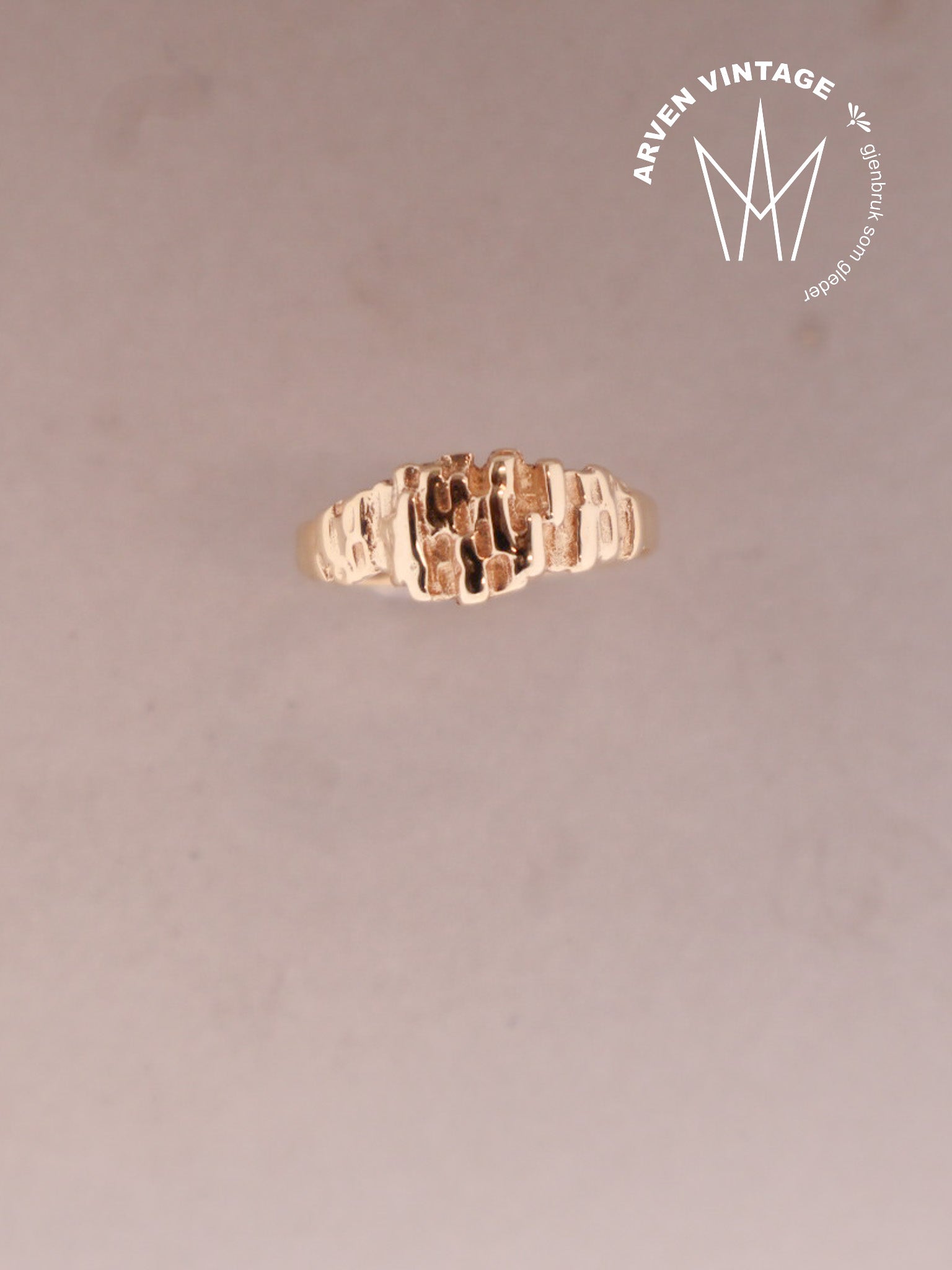 Vintage ring gult gull str. 57