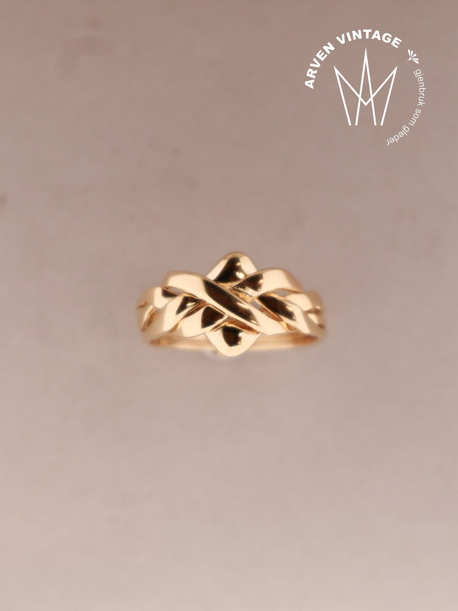 Vintage ring gult gull str. 61