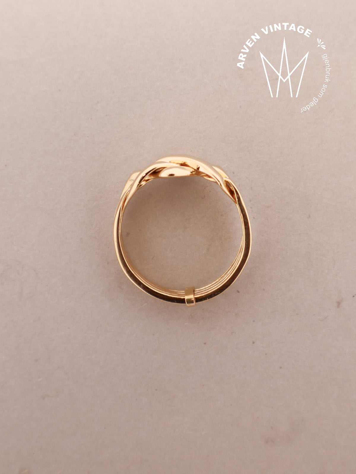 Vintage ring gult gull str. 61