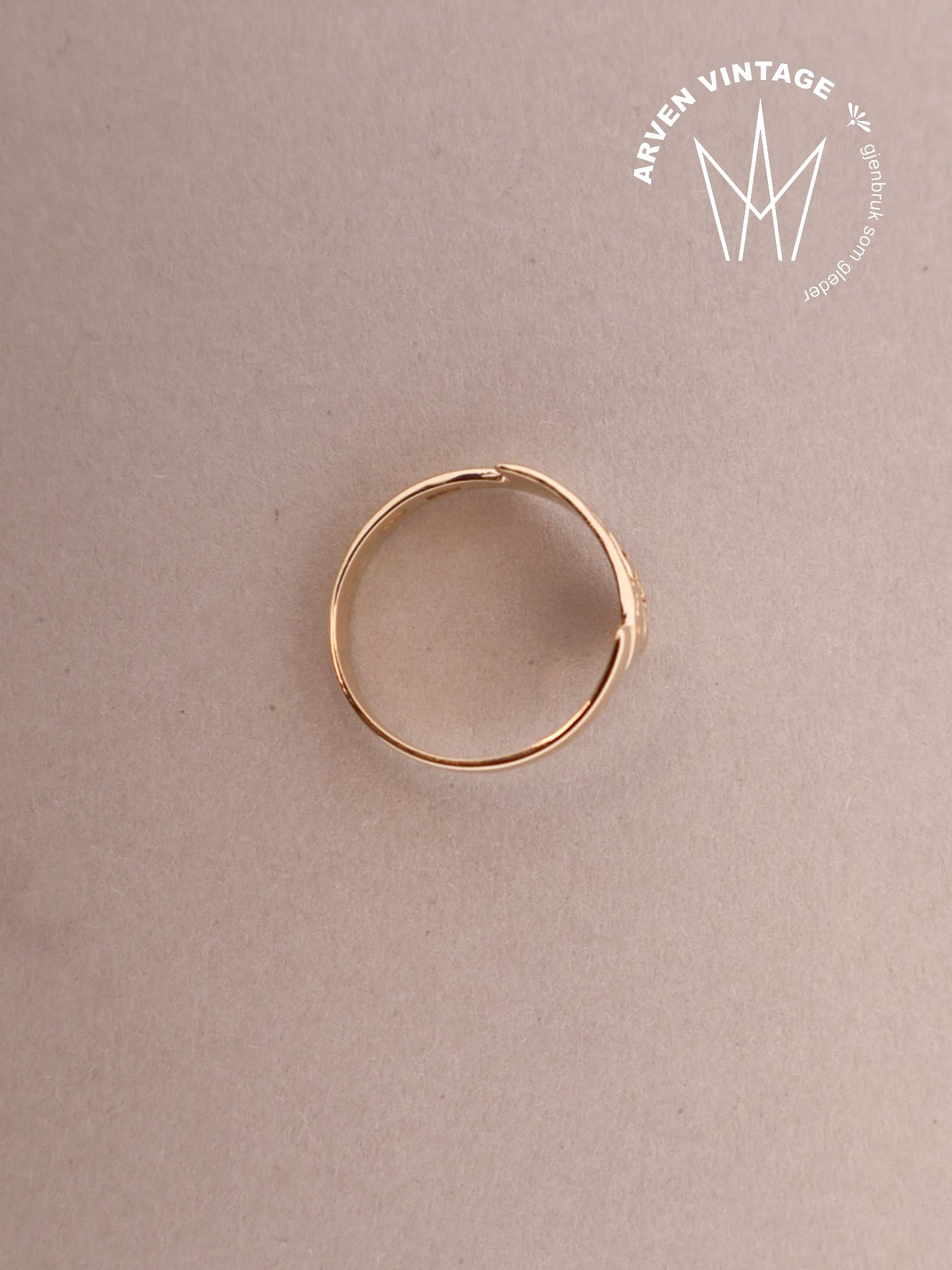 Vintage ring gult gull str. 52