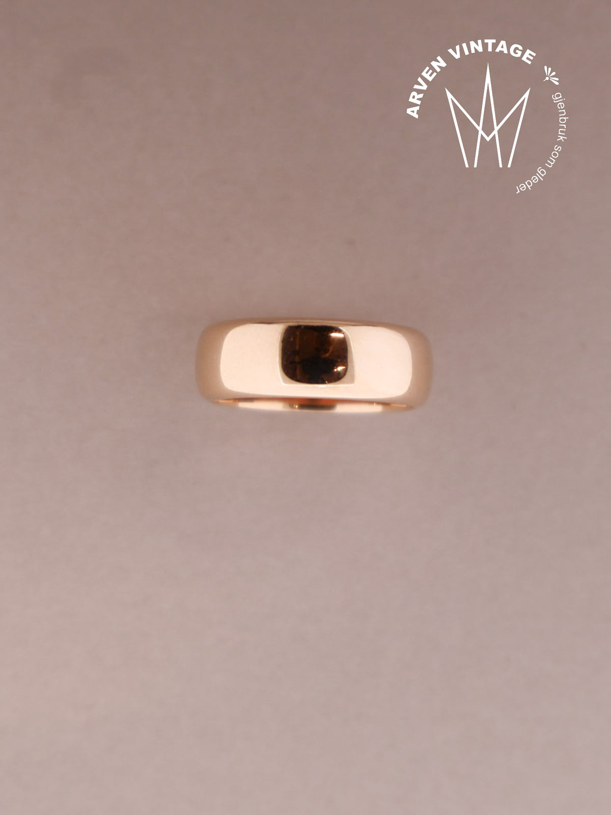 Vintage glatt ring gult gull str. 55
