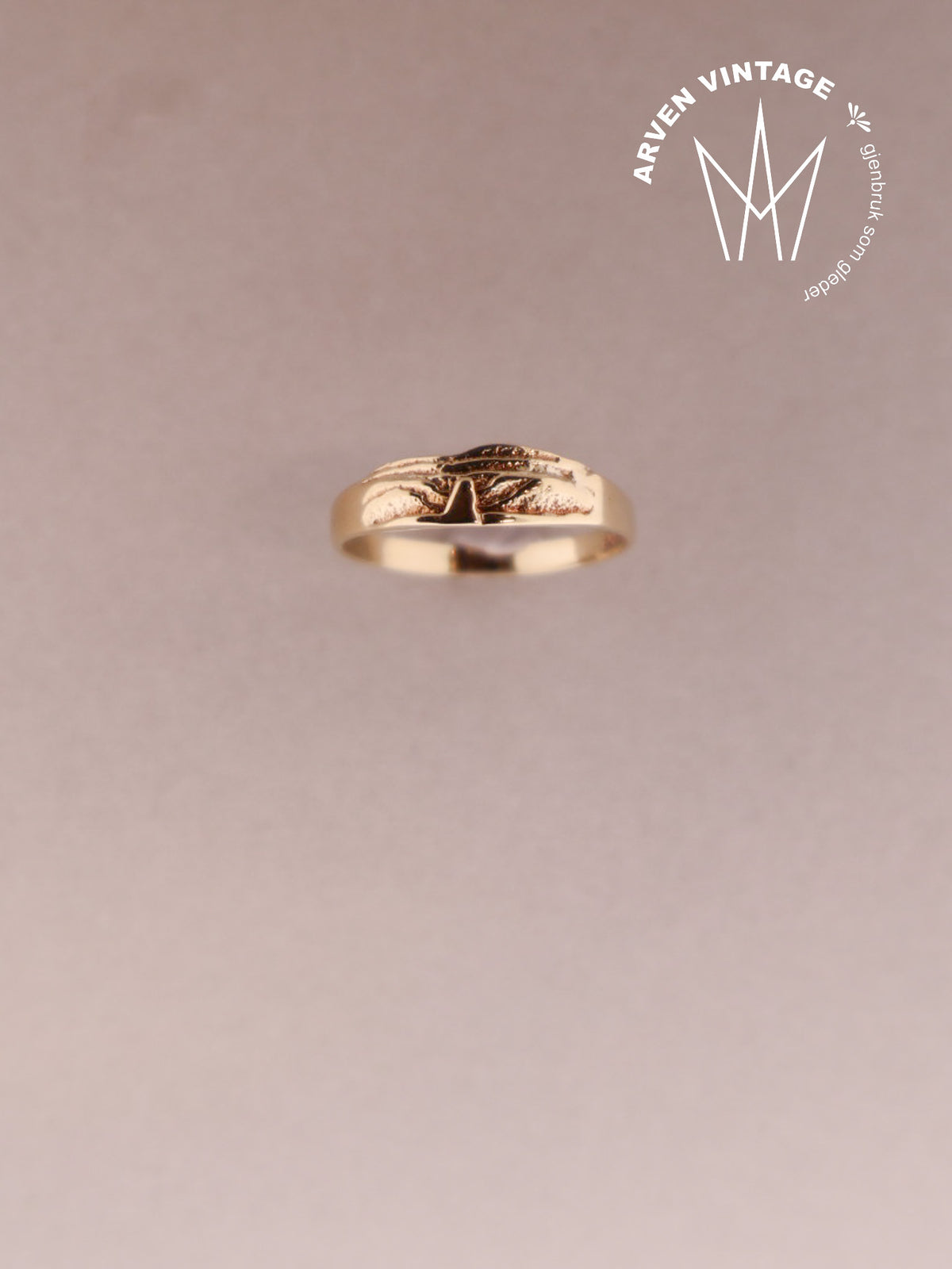 Vintage ring gult gull str. 55