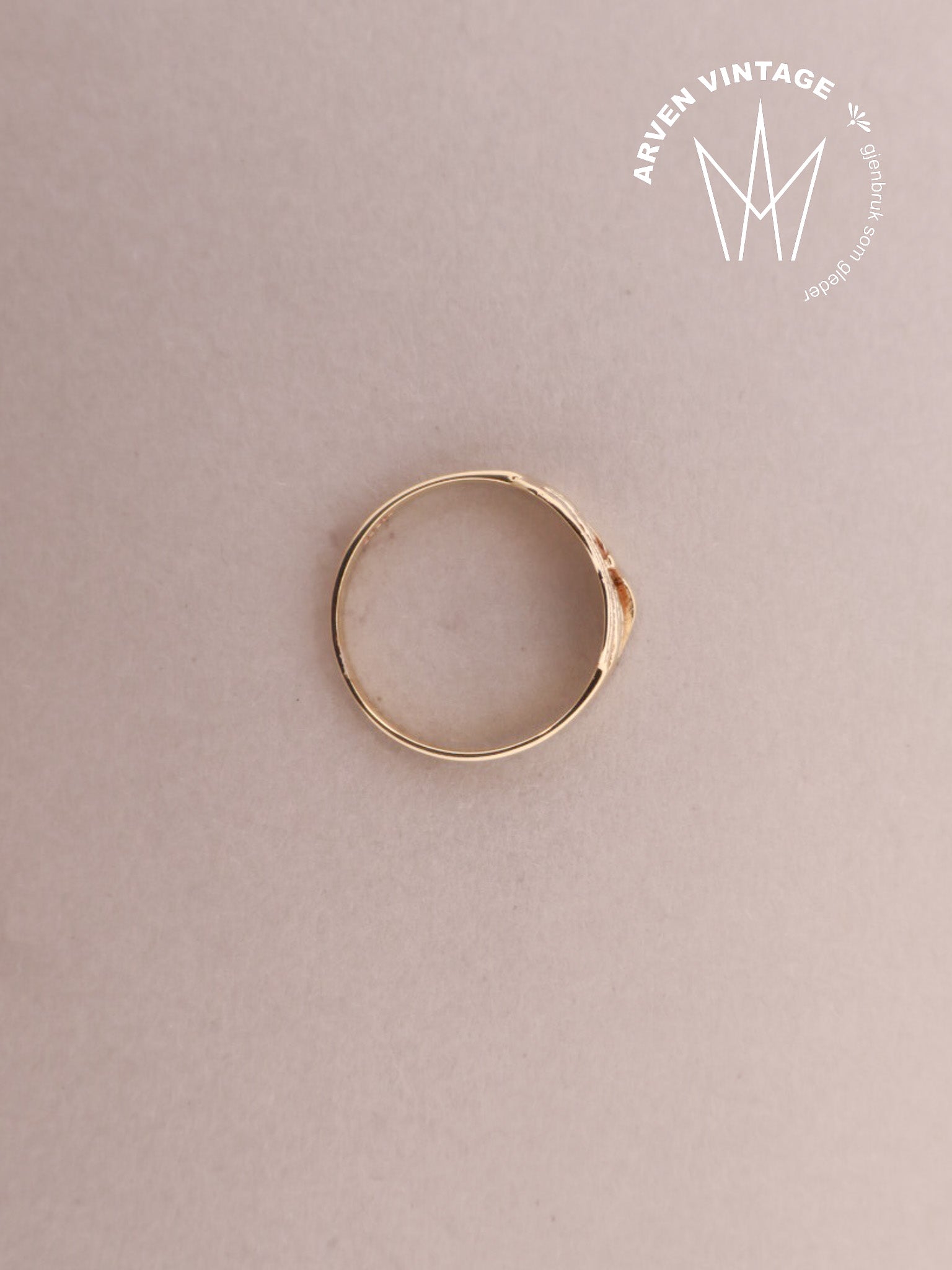 Vintage ring gult gull str. 55