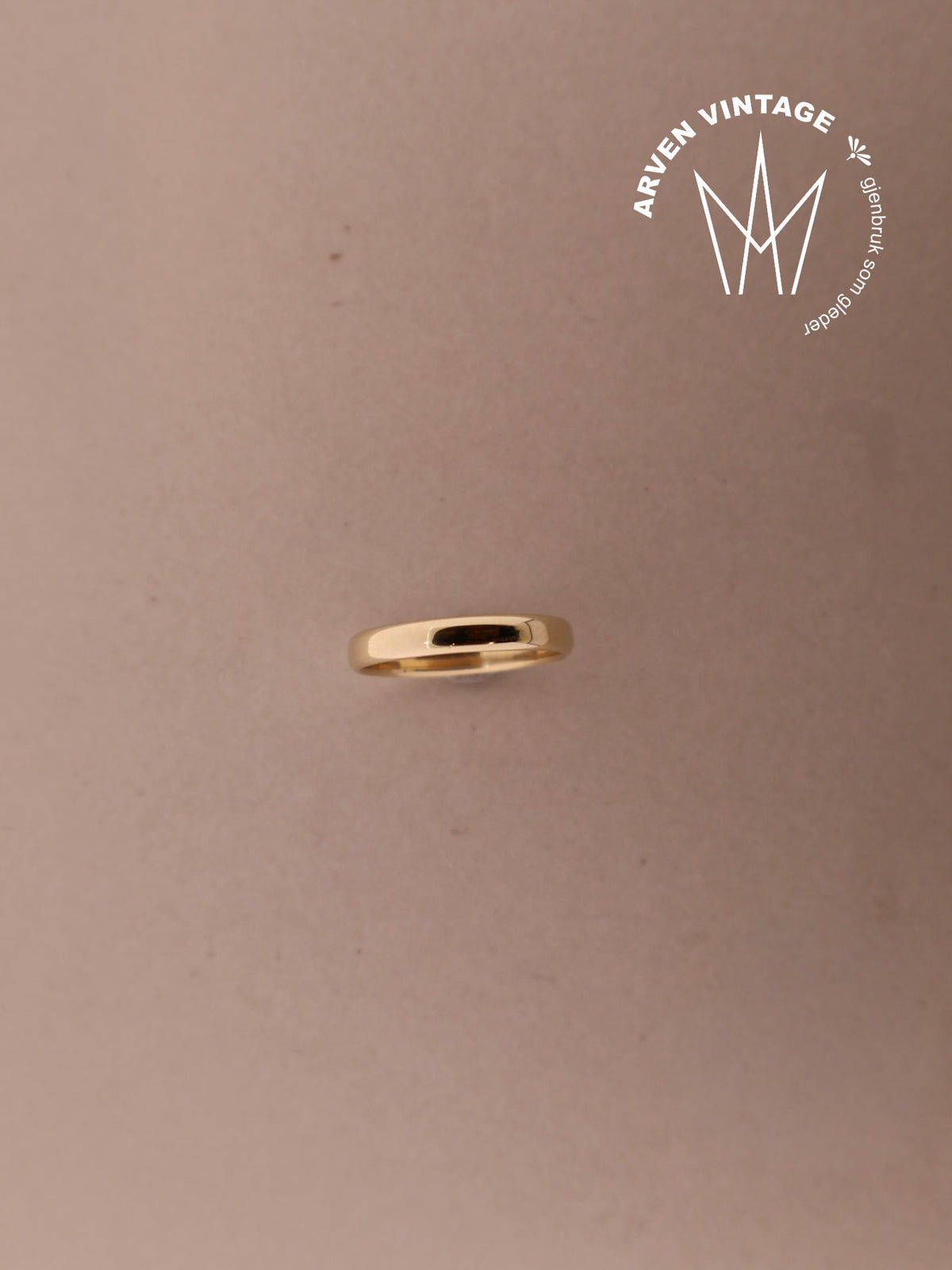 Vintage glatt ring gult gull str.52
