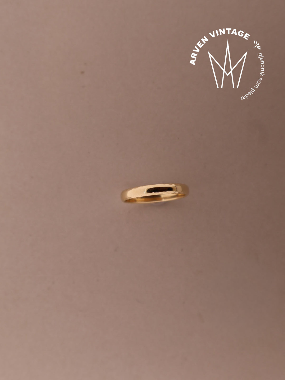 Vintage glatt ring gult gull str.53
